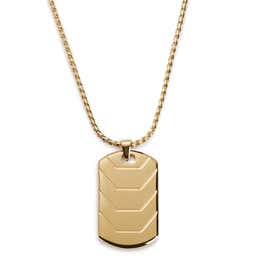 Icarus | Gold-Tone Armor Plating Dog Tag Box Chain Necklace