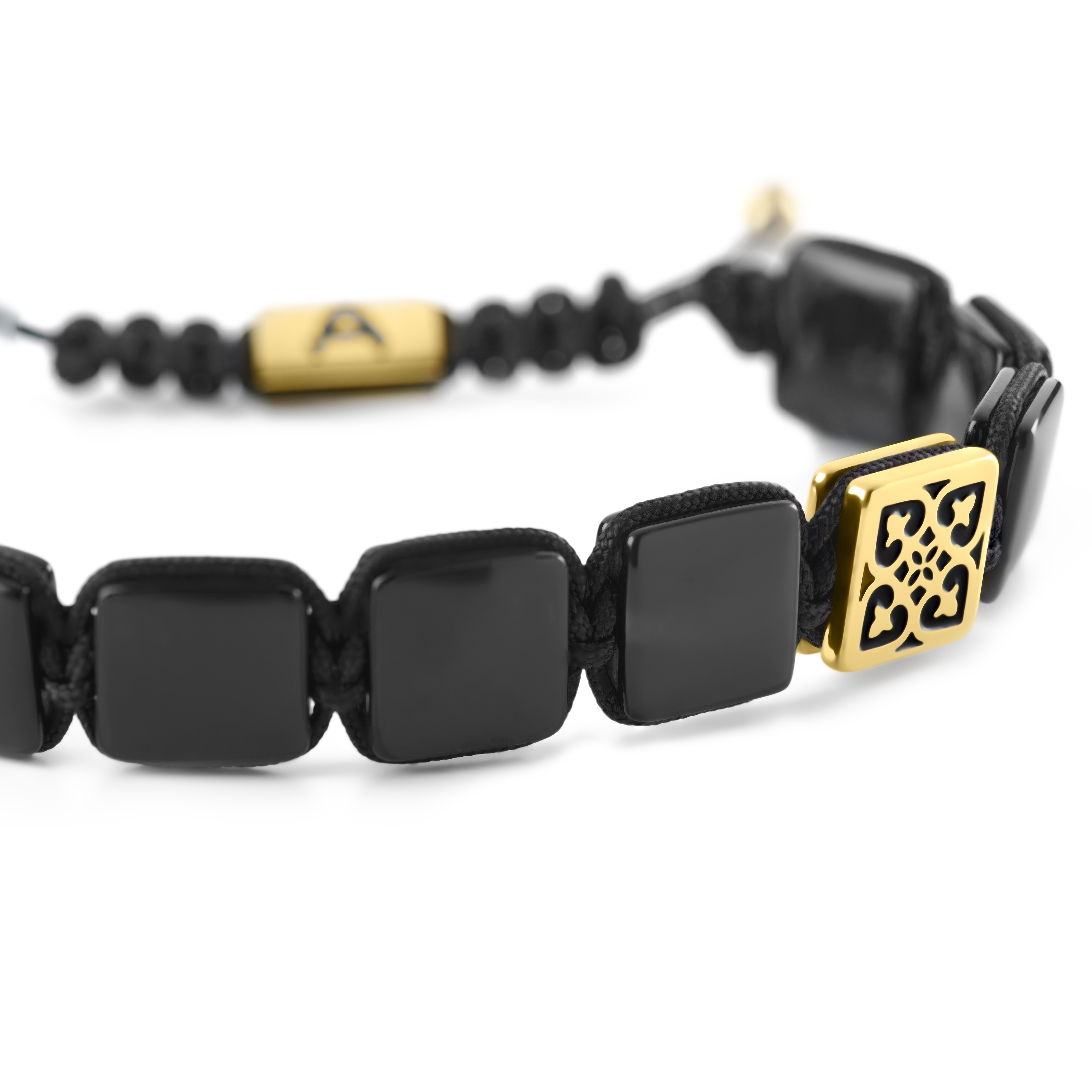 Elysian | Guldfarvet Onyx Flad Perle Armbånd - 2