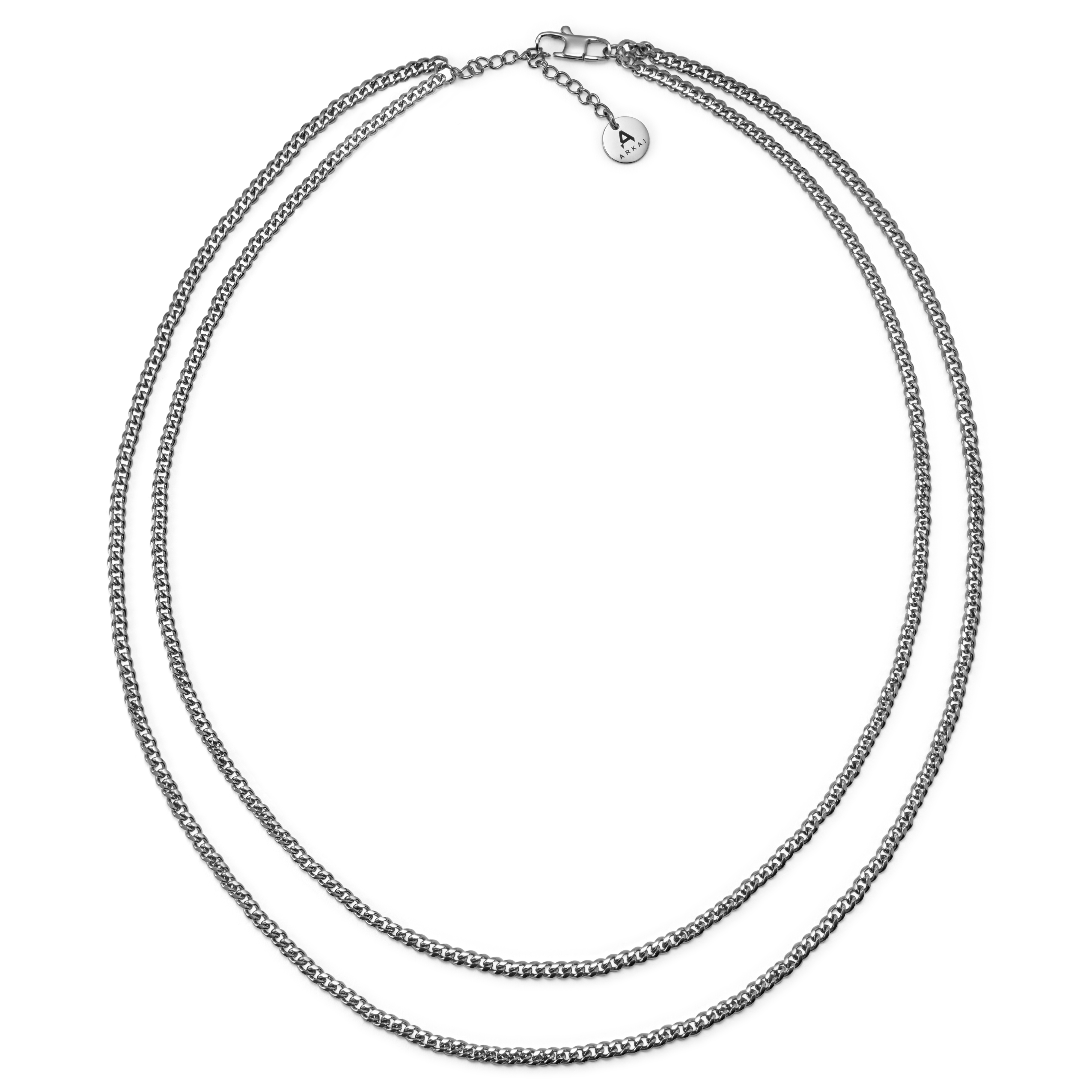 Rico Layered Silver-tone Double Chain Necklace - 4