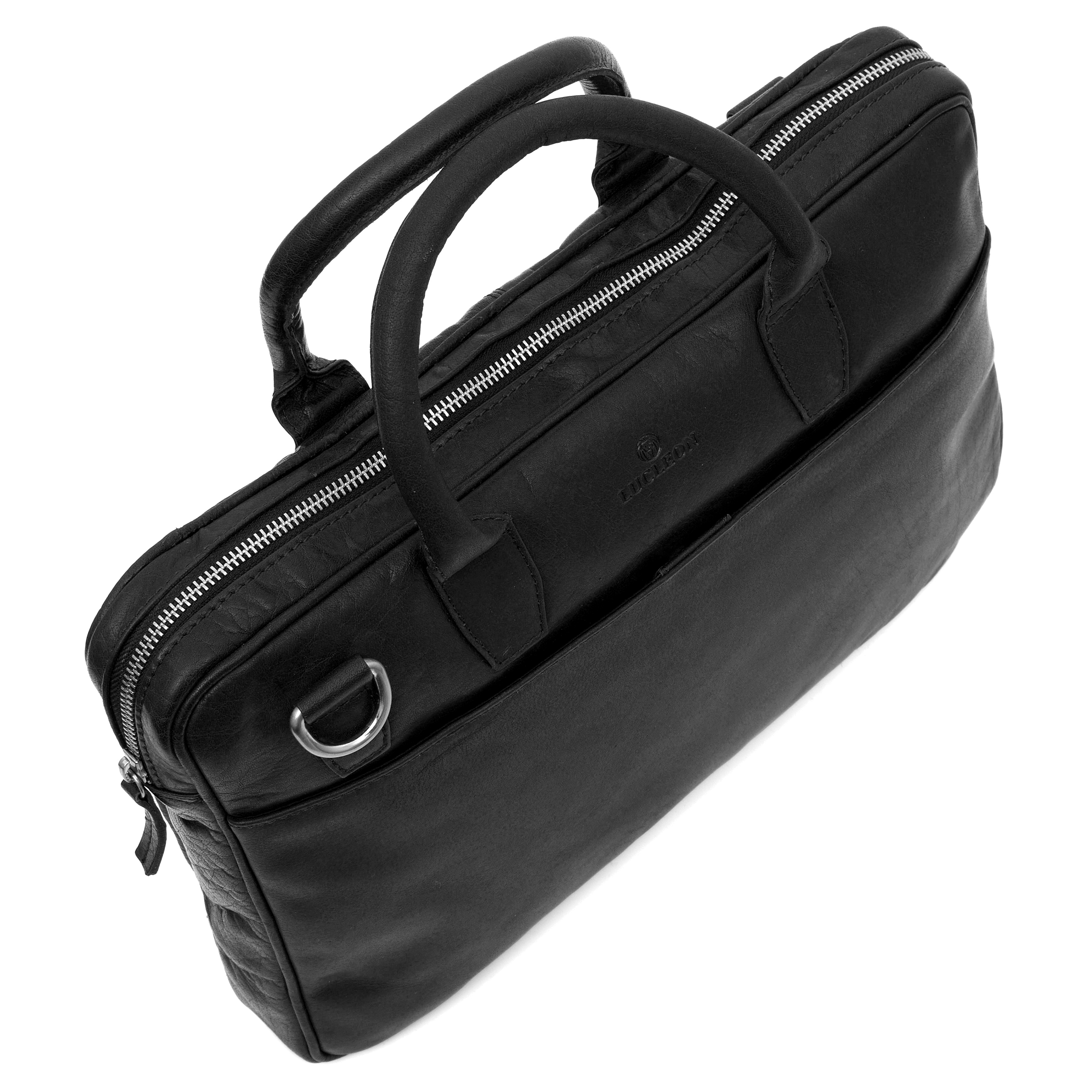 Montreal | Slim 13' Executive Black Leather Bag - 6