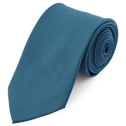 Basic Wide Petrol Blue Polyester Tie, In stock!
