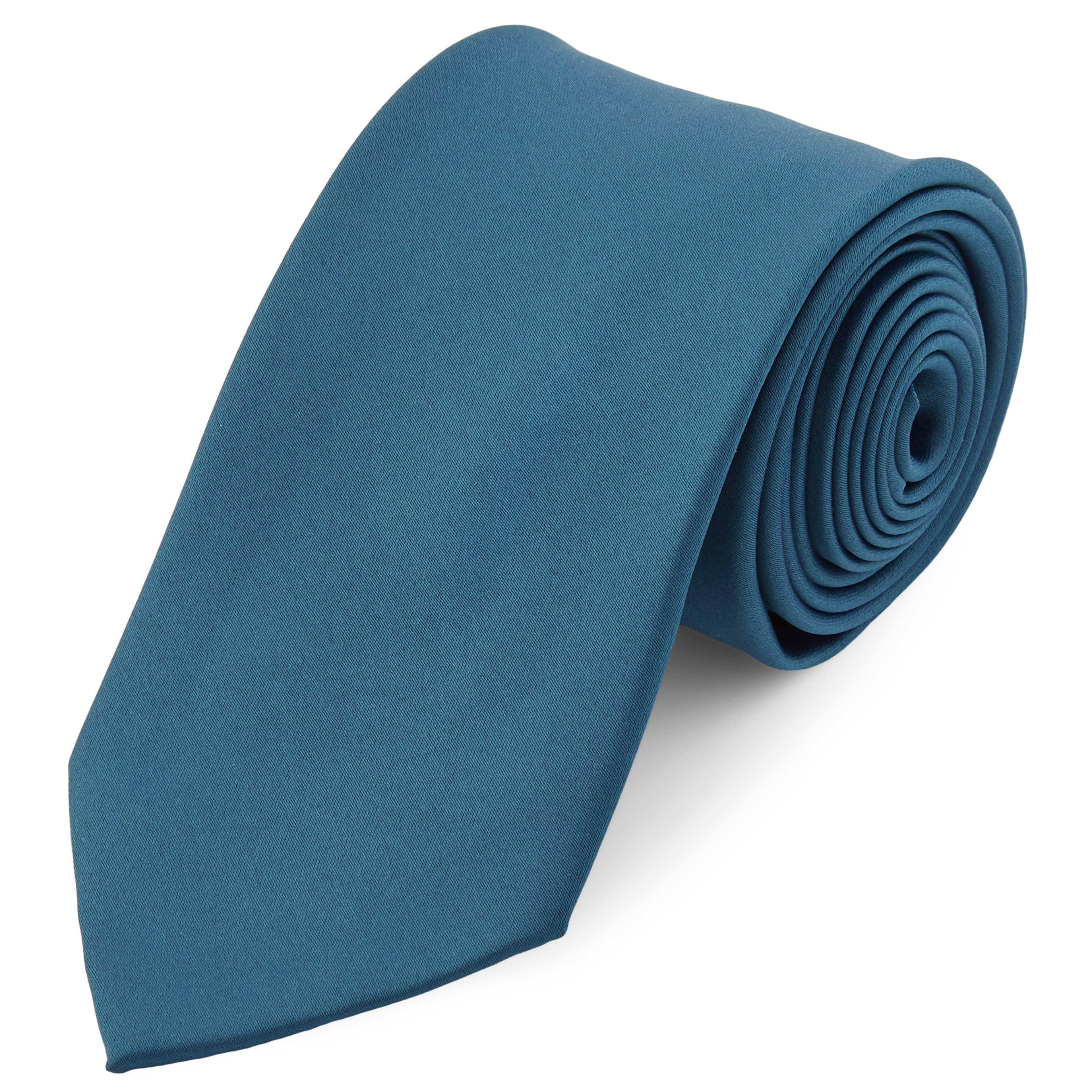 Cravatta basic 8 cm blu petrolio 