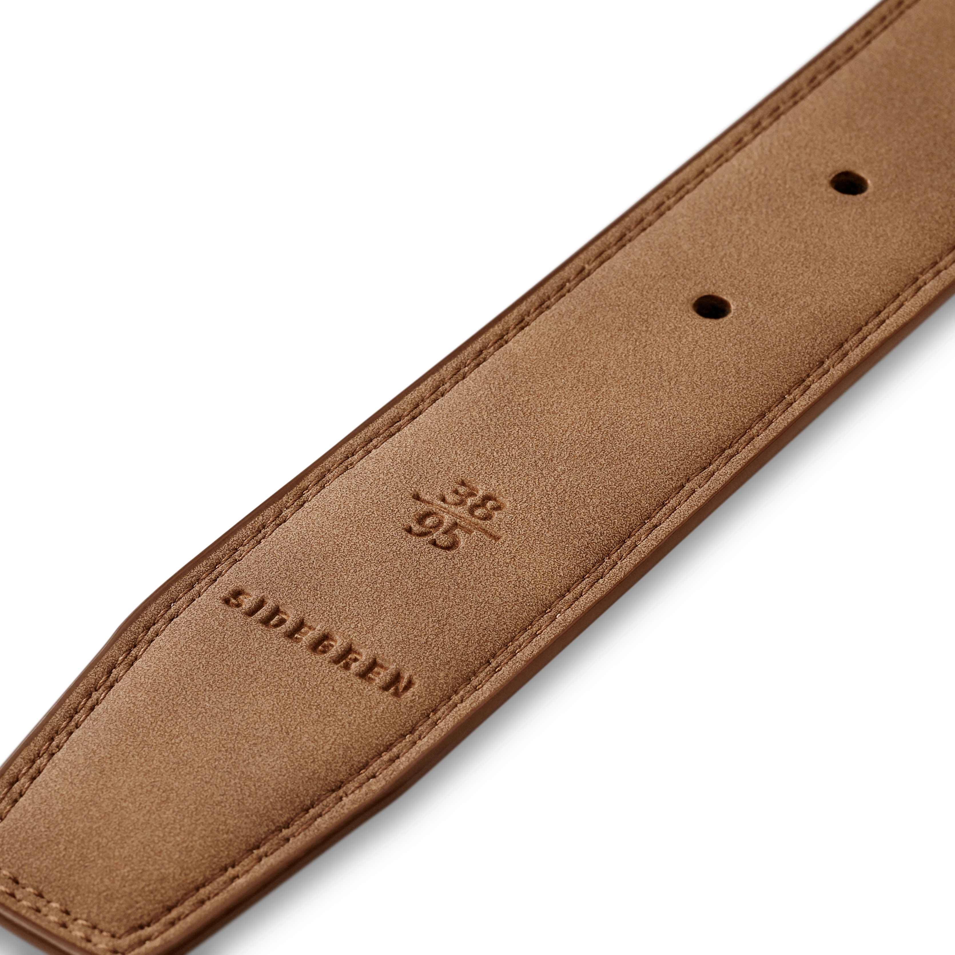 Светлокафяв класически колан от изкуствен велур - 6