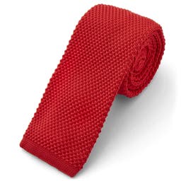 Červená pletená kravata Red