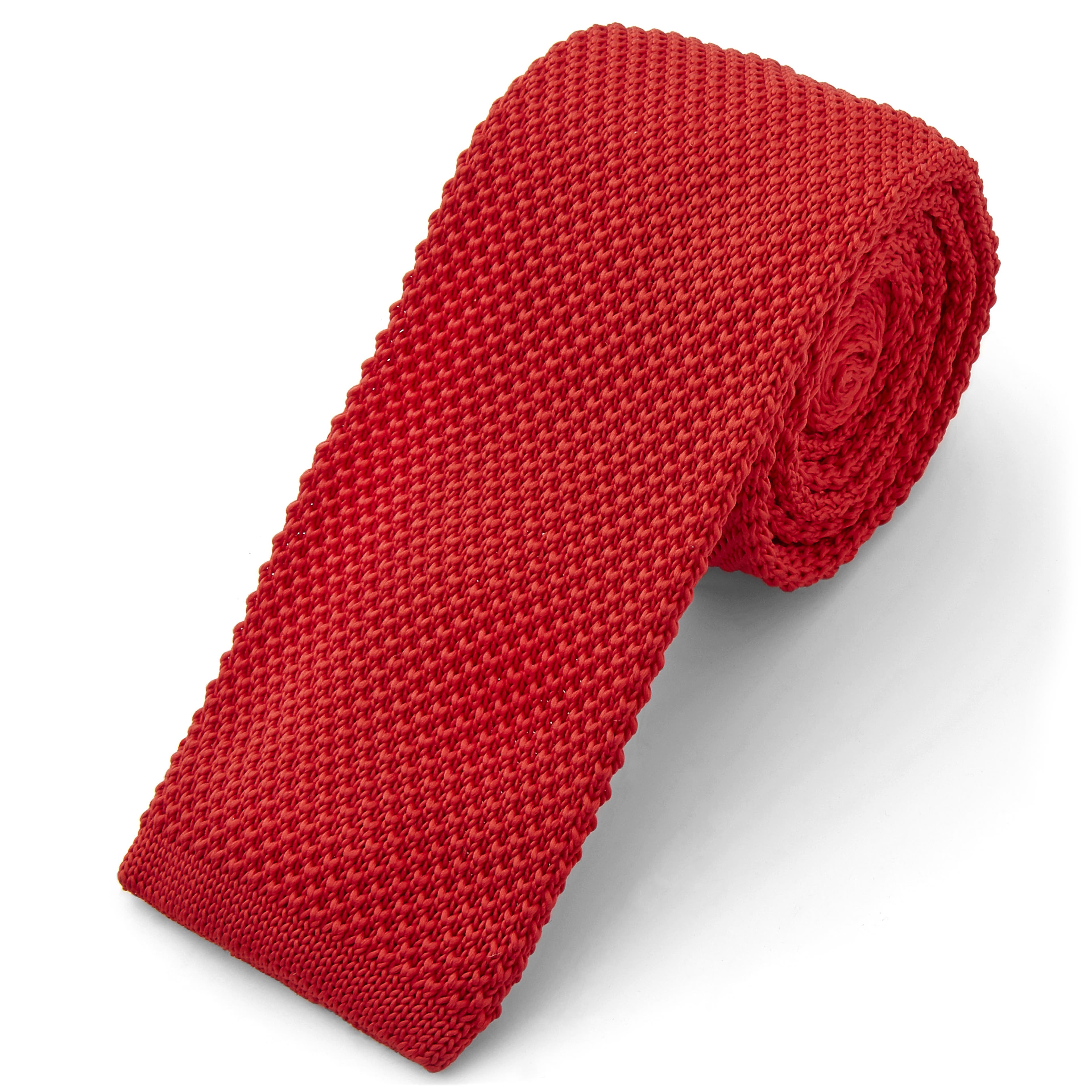 Červená pletená kravata Red
