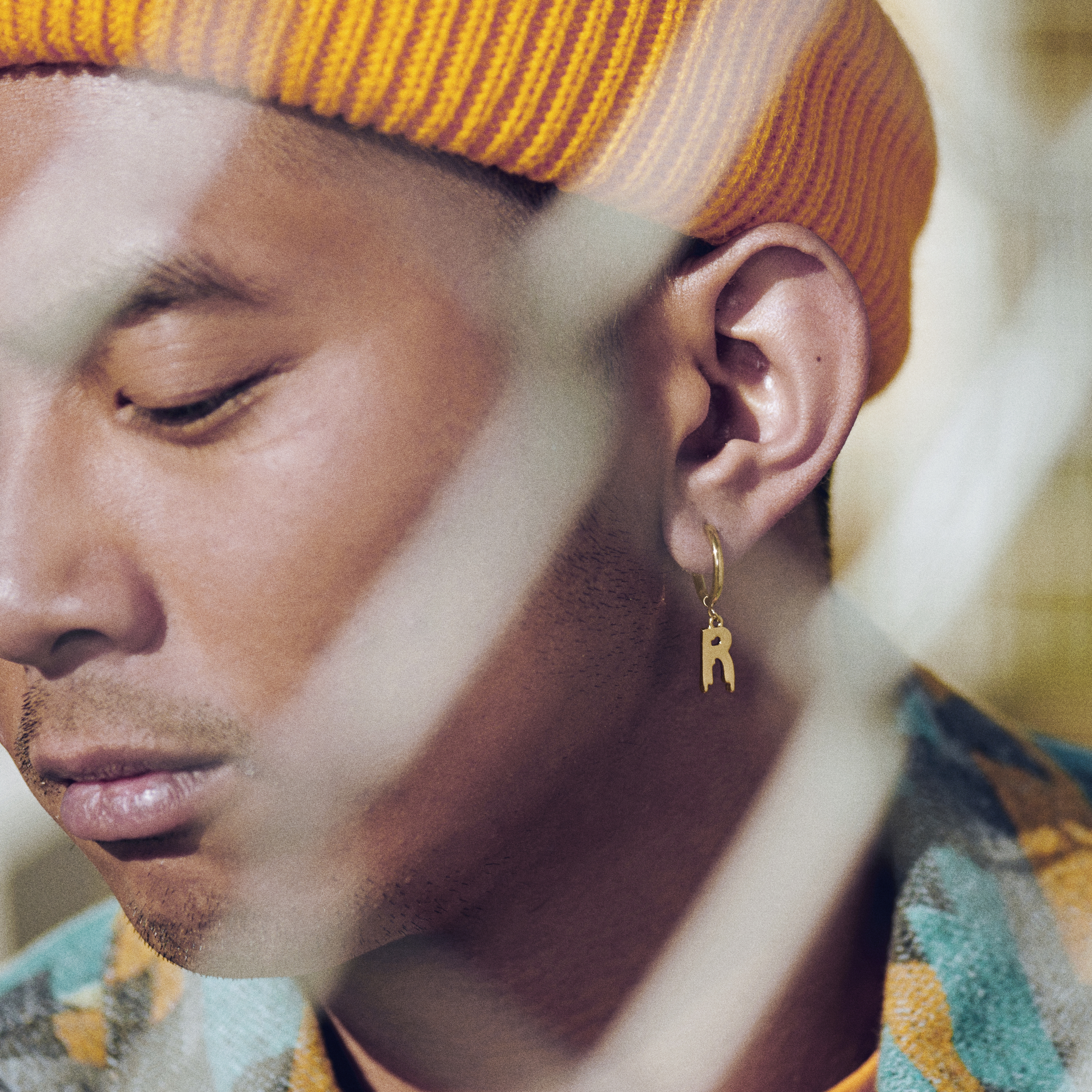 Fahrenheit | Gold-Tone Melting Initial R Hoop Earring - 2