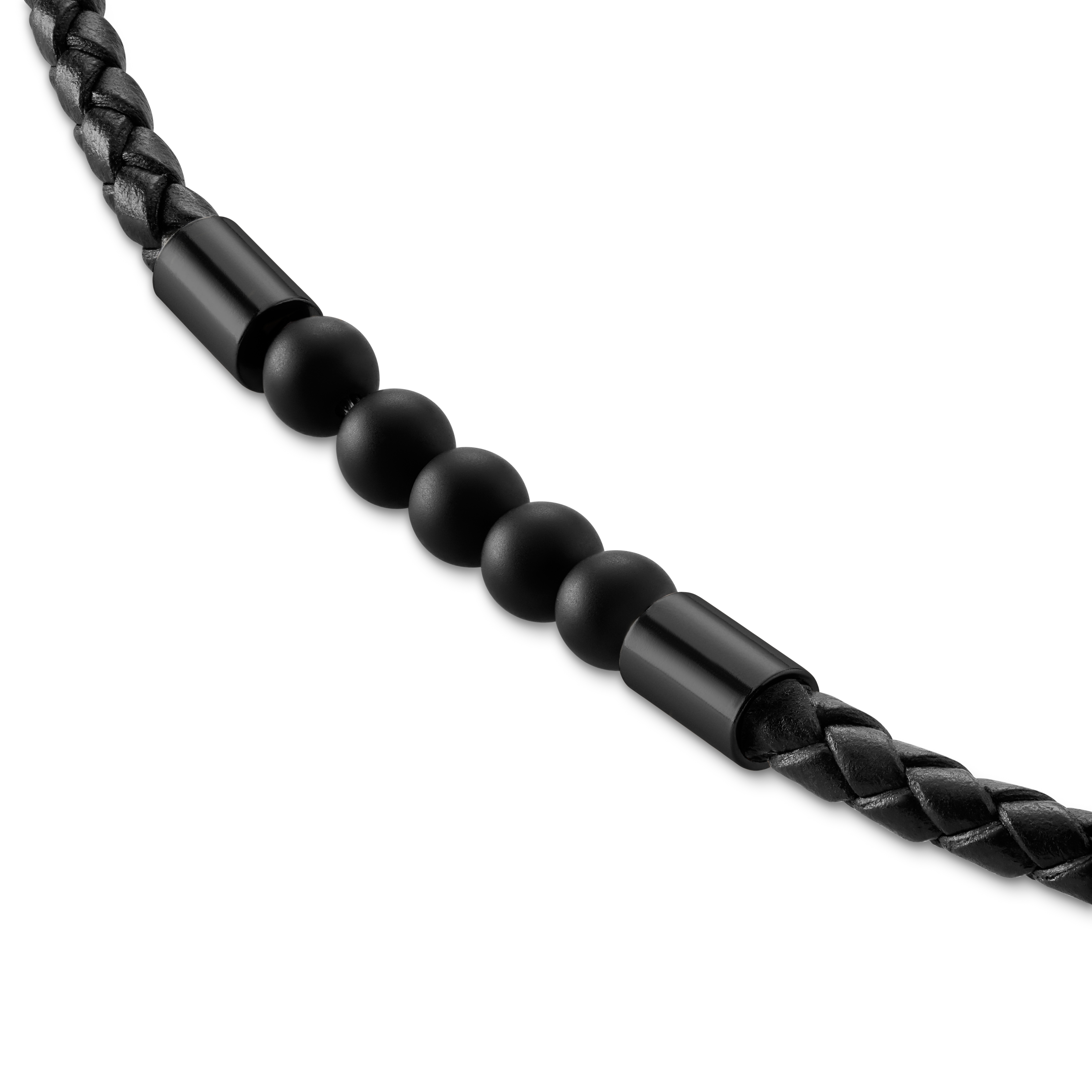 Tenvis | 3 mm Black Onyx Leather Necklace - 7