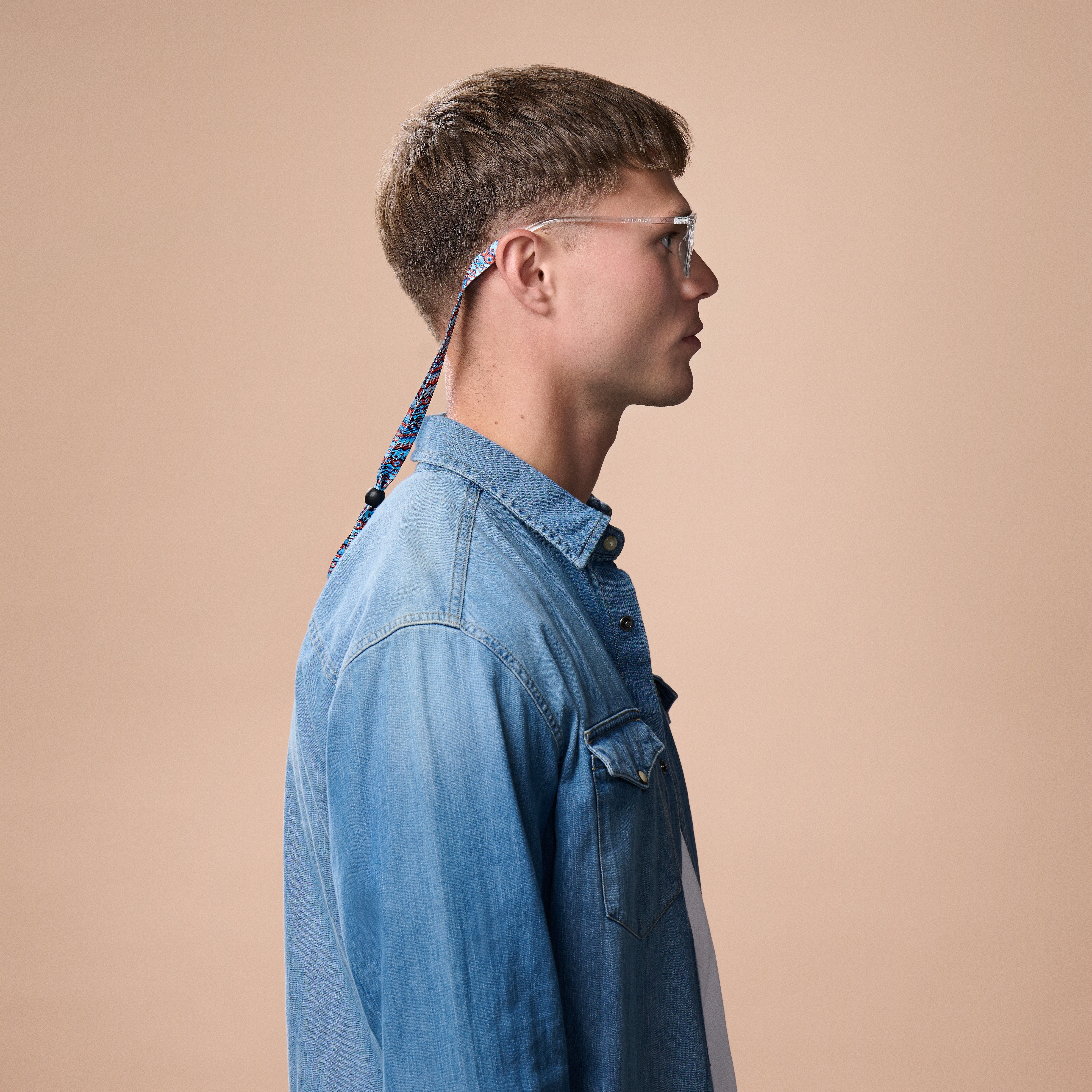 Cordon large pour lunettes de soleil à motif tribal bleu et orange - 3