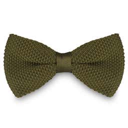 Olive Green Pre-Tied Knitted Bow Tie