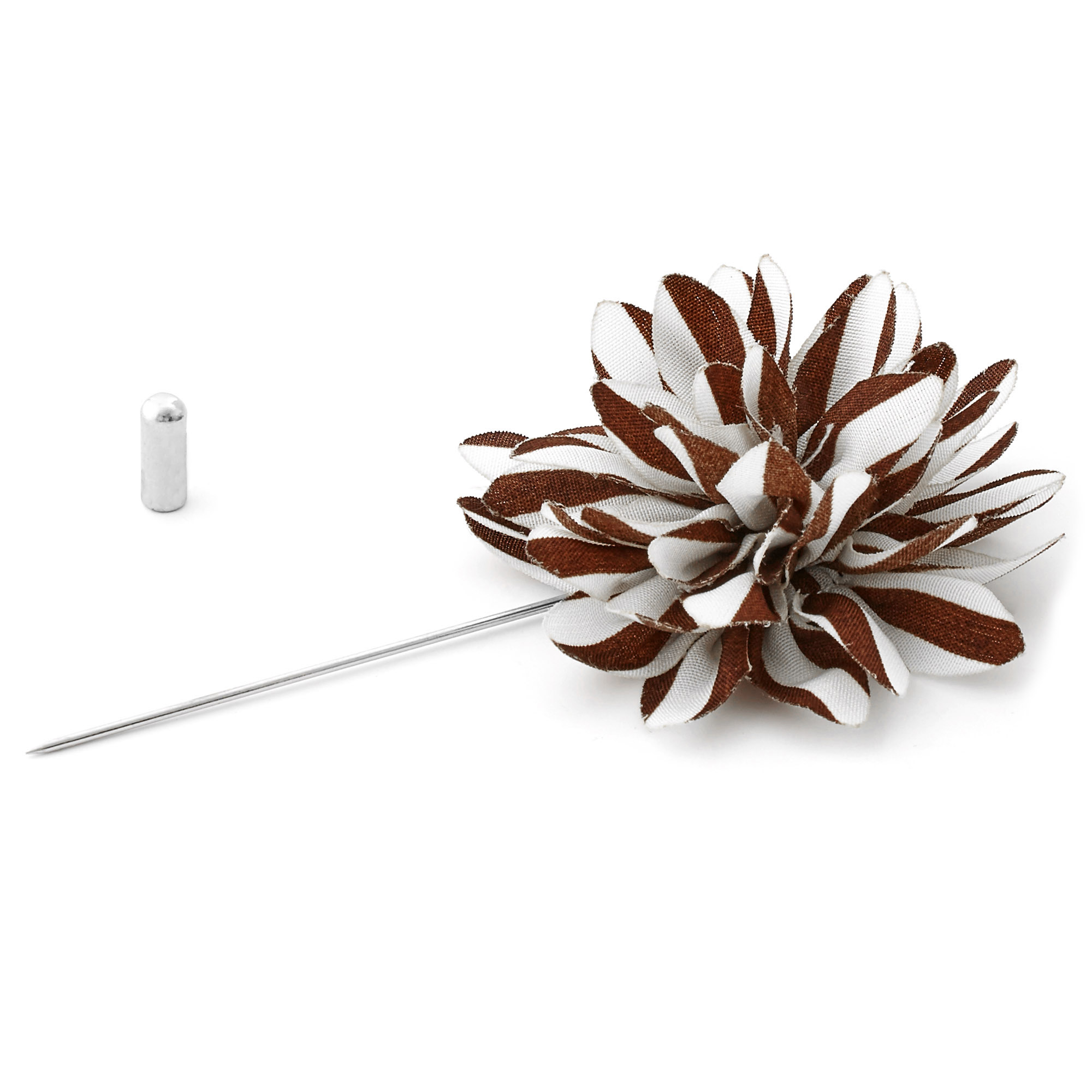 Blumen Reversnadel In Weiß & Braun - 2