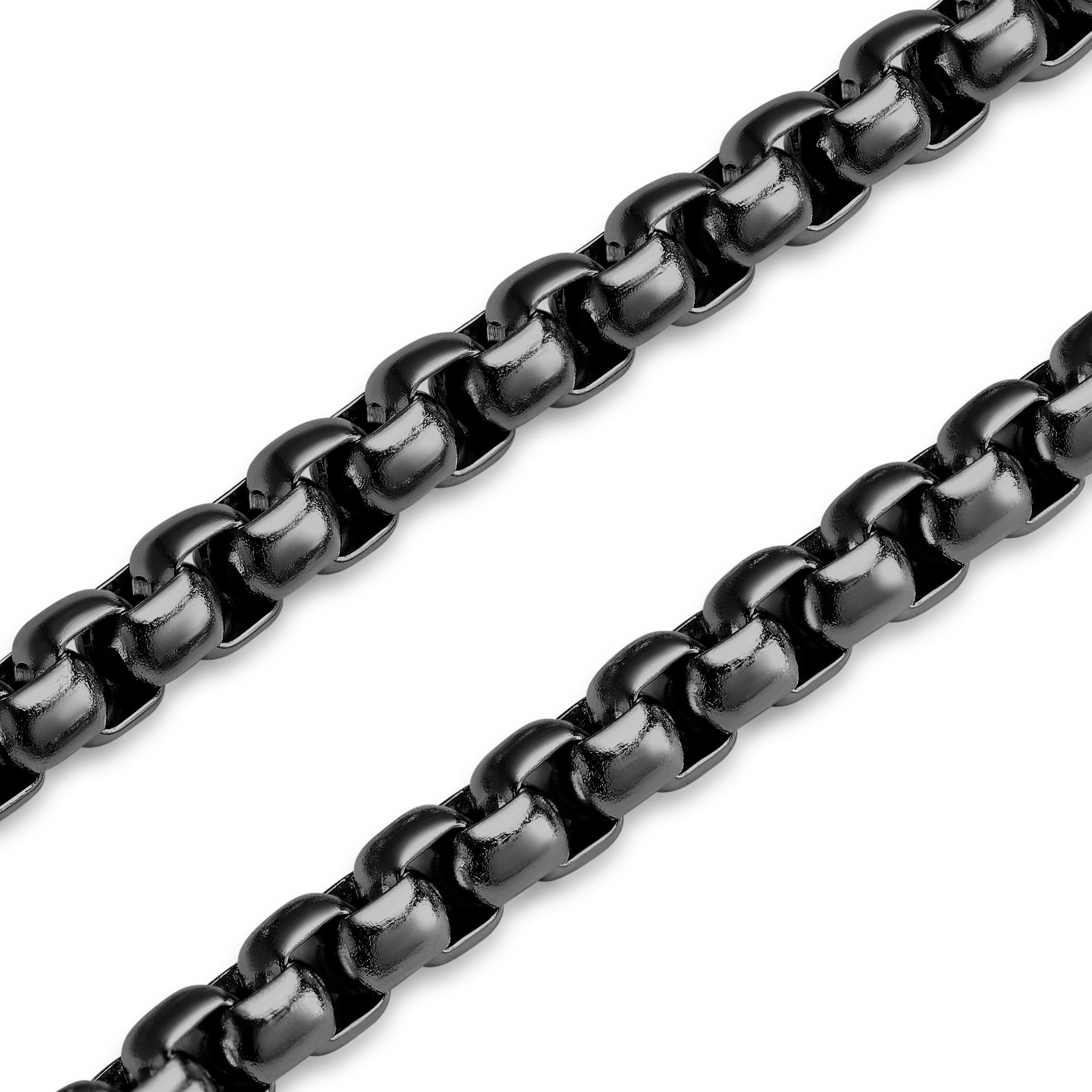 Essentials | 5 mm náramok s retiazkou so zakrivenými článkami v sivočiernej farbe - 4