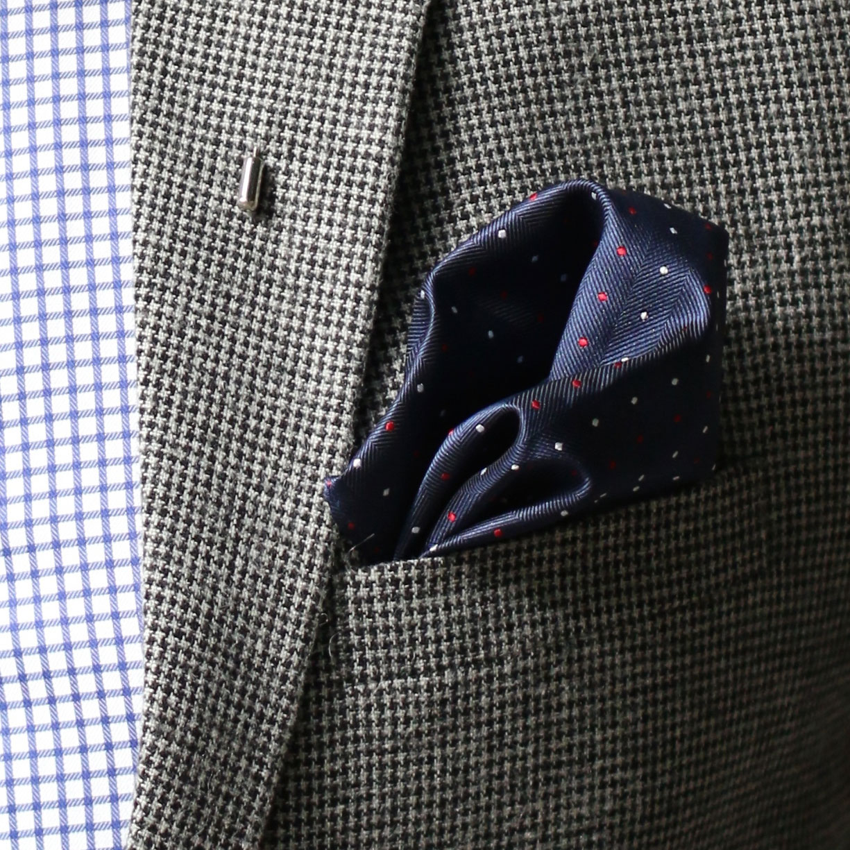 Dark Blue Dotted Pocket Square - 3