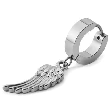 Floyd Steel Wing Pendant Hoop Earring Floyd Steel Wing Pendant Hoop Earring
