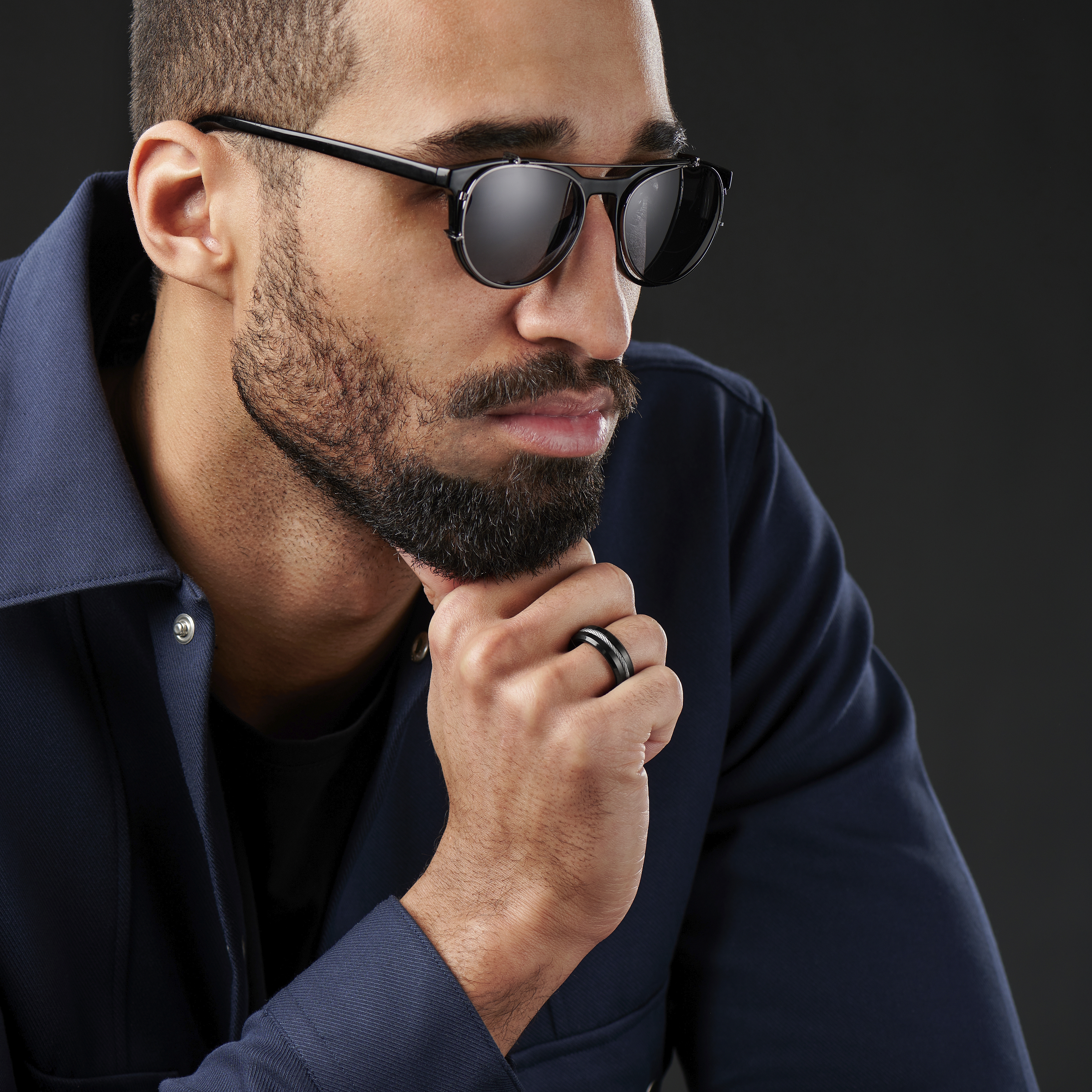 Prsteň s lanom v čiernej a striebornej farbe  - 4