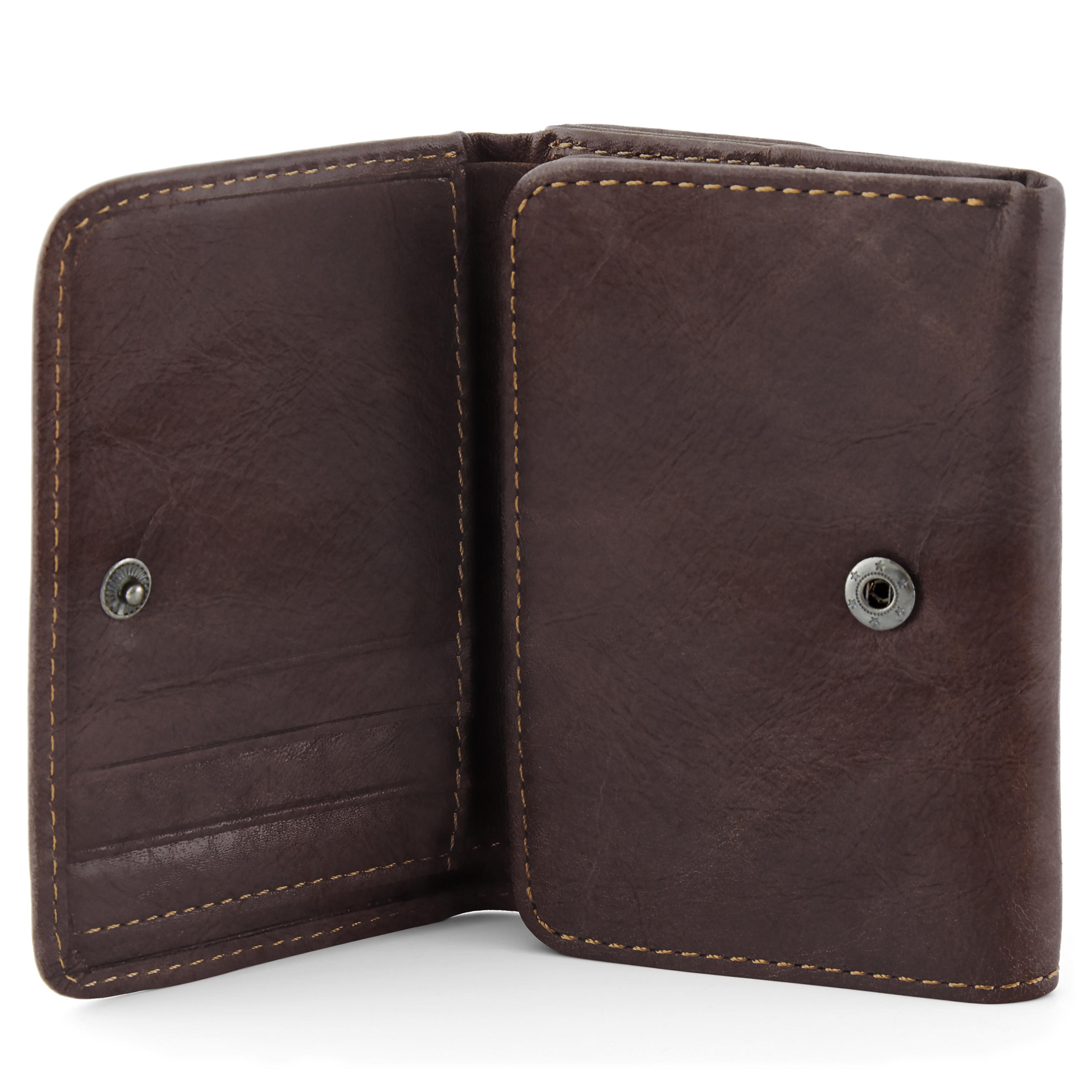 Portefeuille en cuir RFID trois volets moka - 5