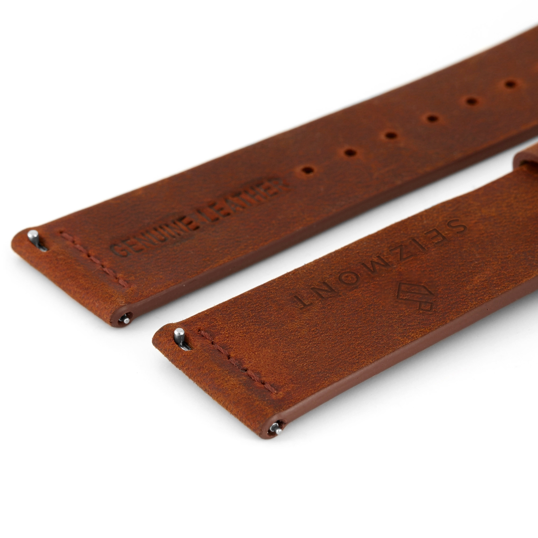 Silver-Tone Buckle & Orange Brown Watch Strap - 3