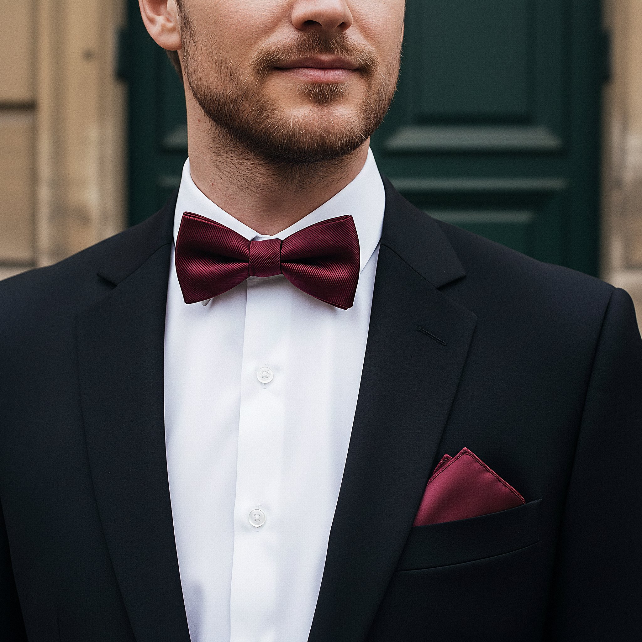 Nœud papillon à nouer couleur bourgogne en gros-grain - 4