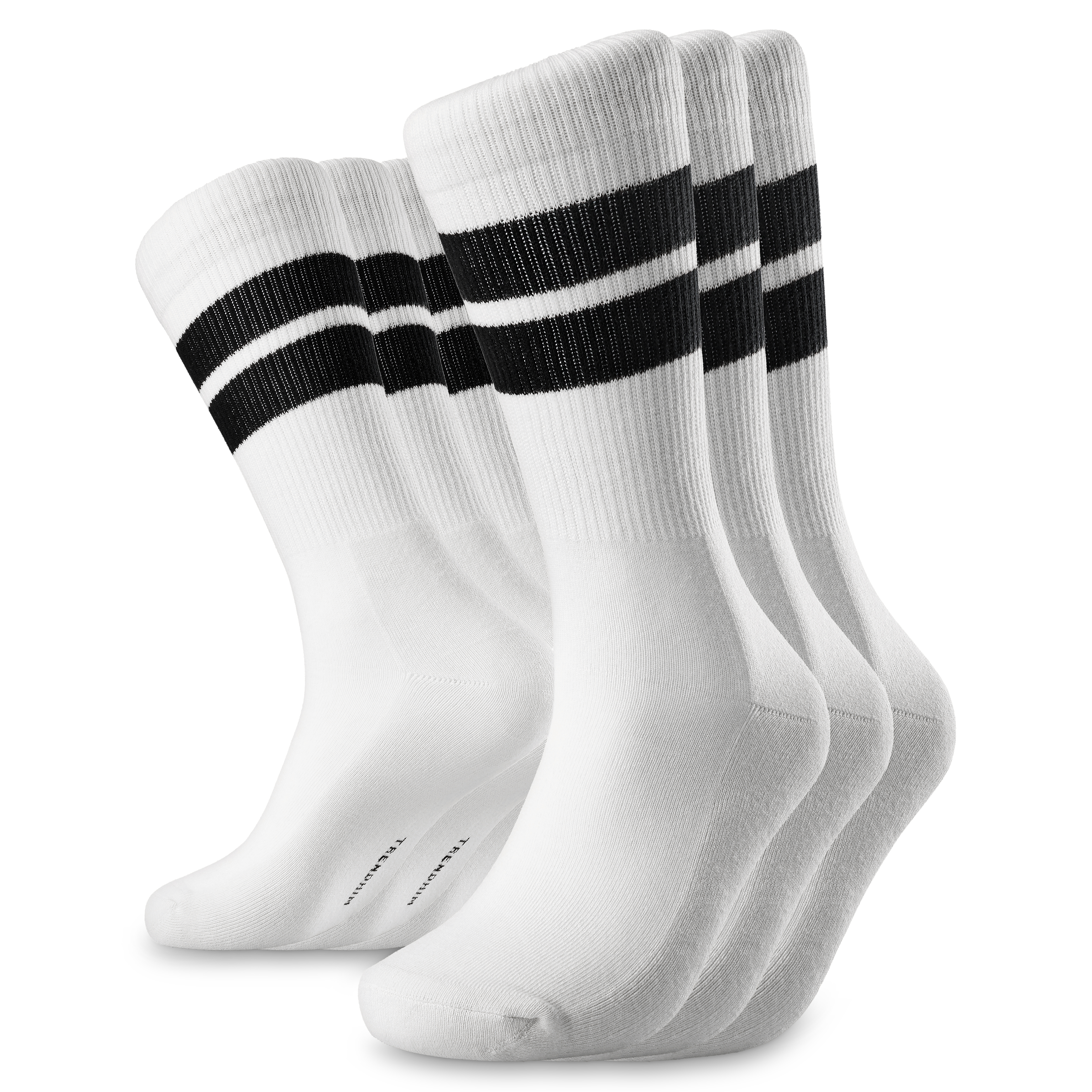 TrueFeel | Lot de 3 paires de chaussettes de tennis en coton blanc à rayures noires