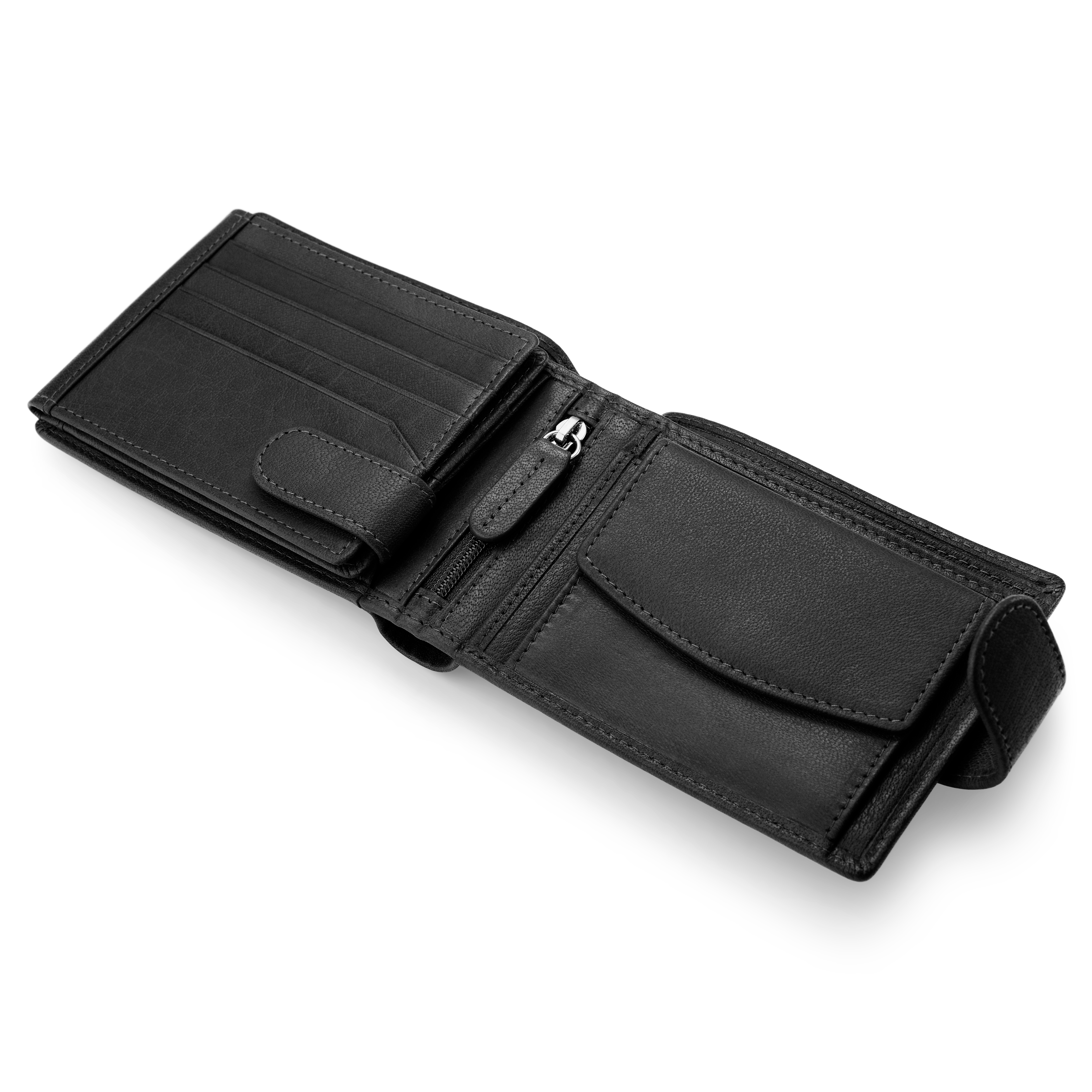 Črna RFID-blokirna denarnica iz bivoljega usnja - 4