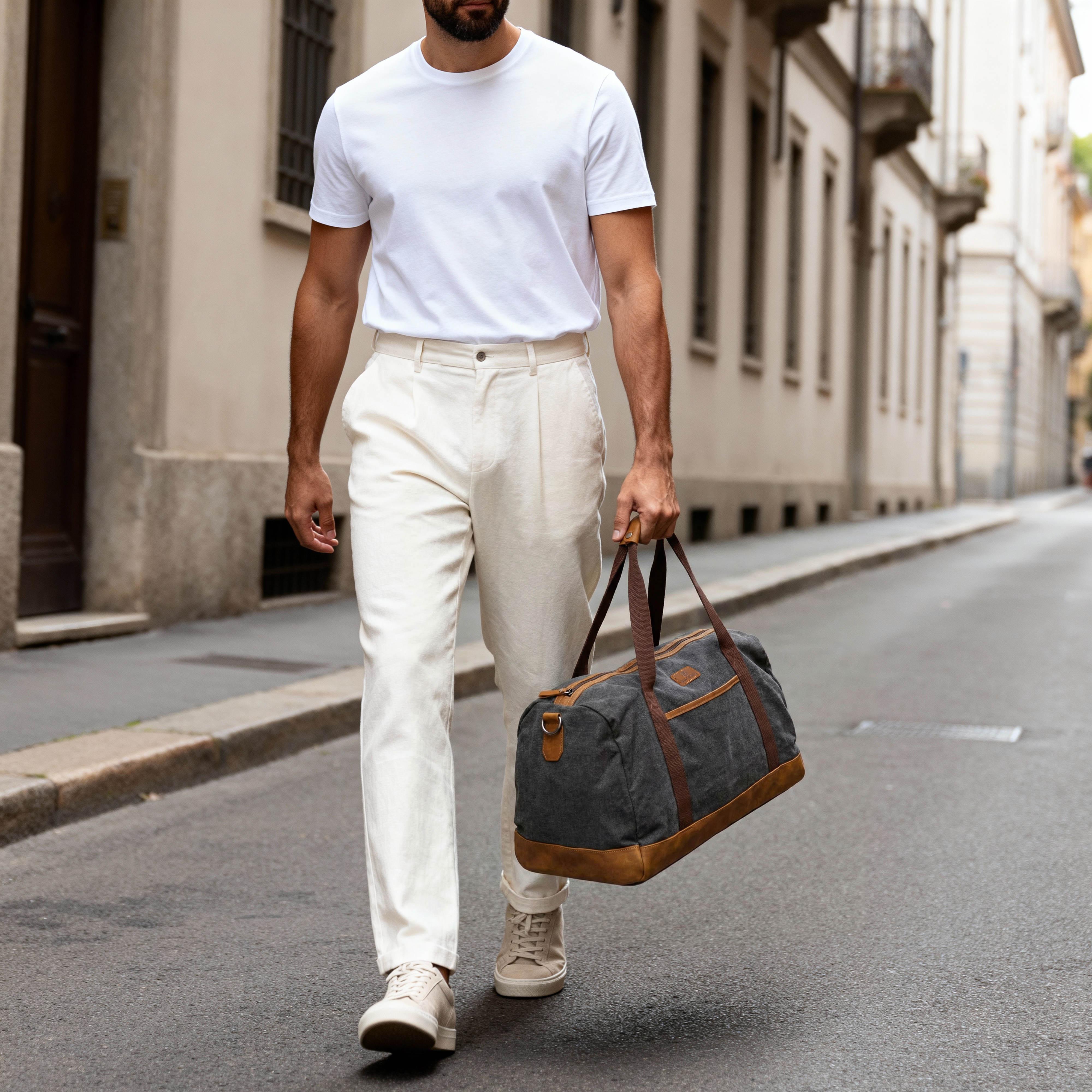 Сак Shem в сиво и светлокафяво - 2