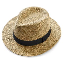Cappello Panama in paglia naturale con nastro nero