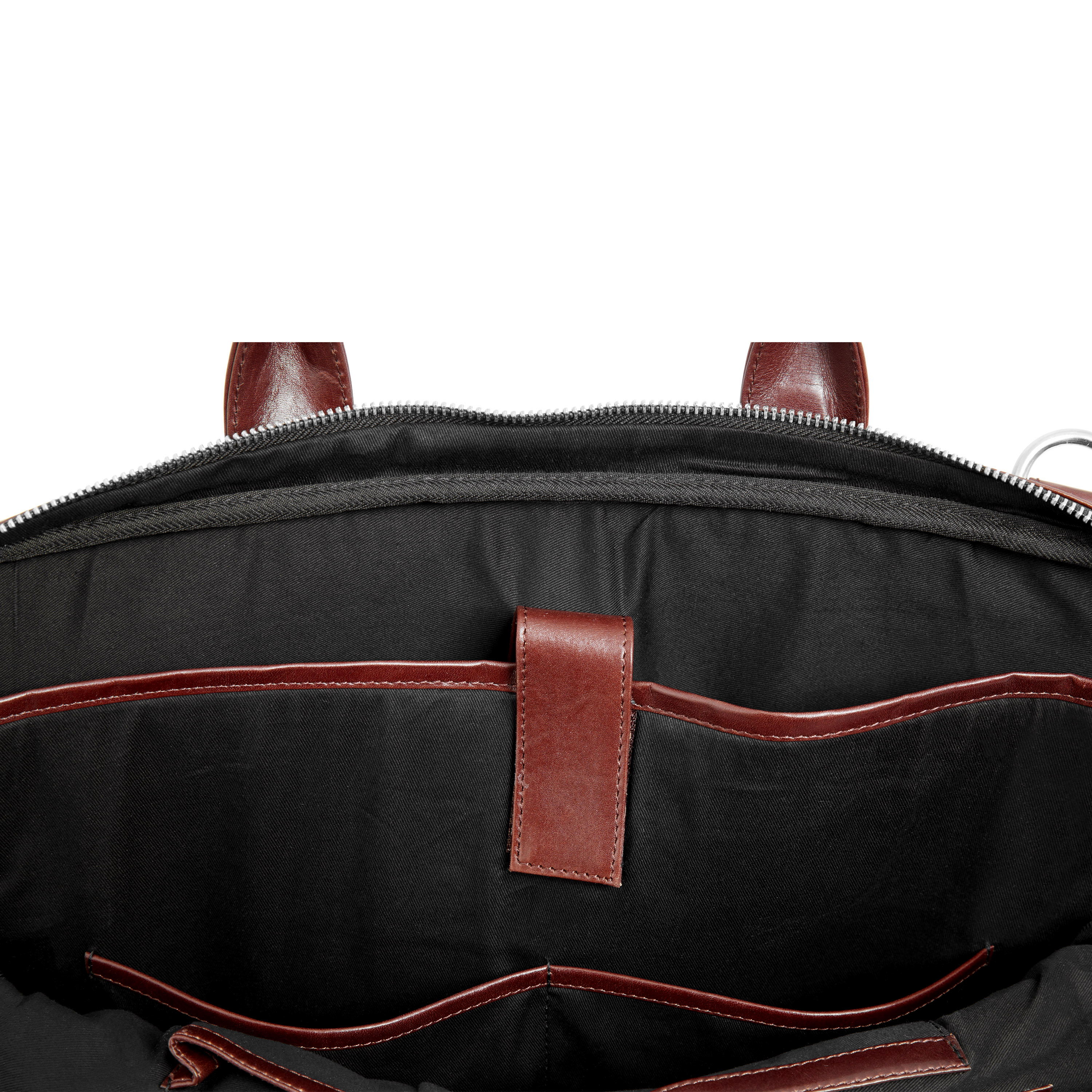 Sac pour ordinateur slim zippé en cuir marron Jasper  - 10