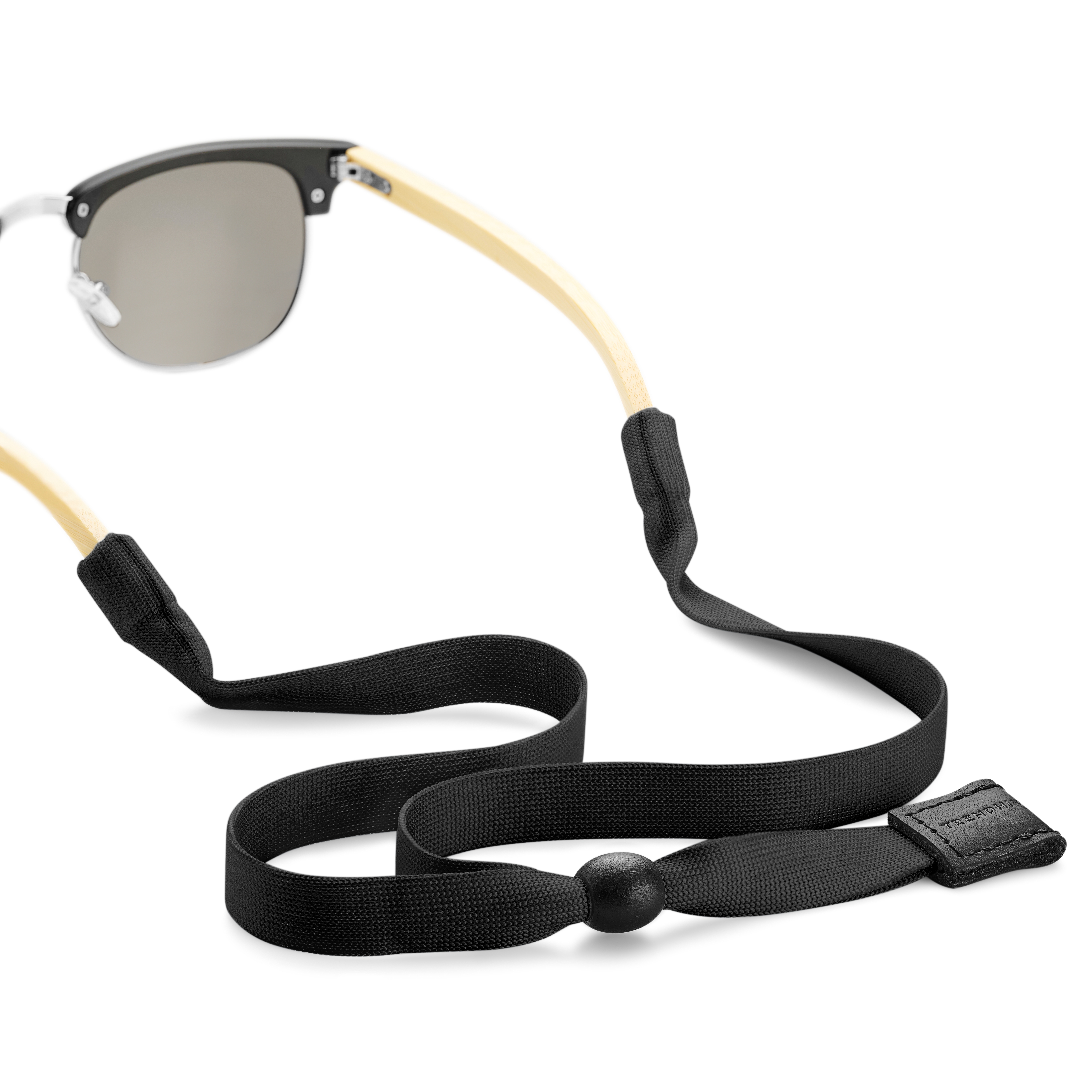 Cordon à lunettes large noir et cuir - 6