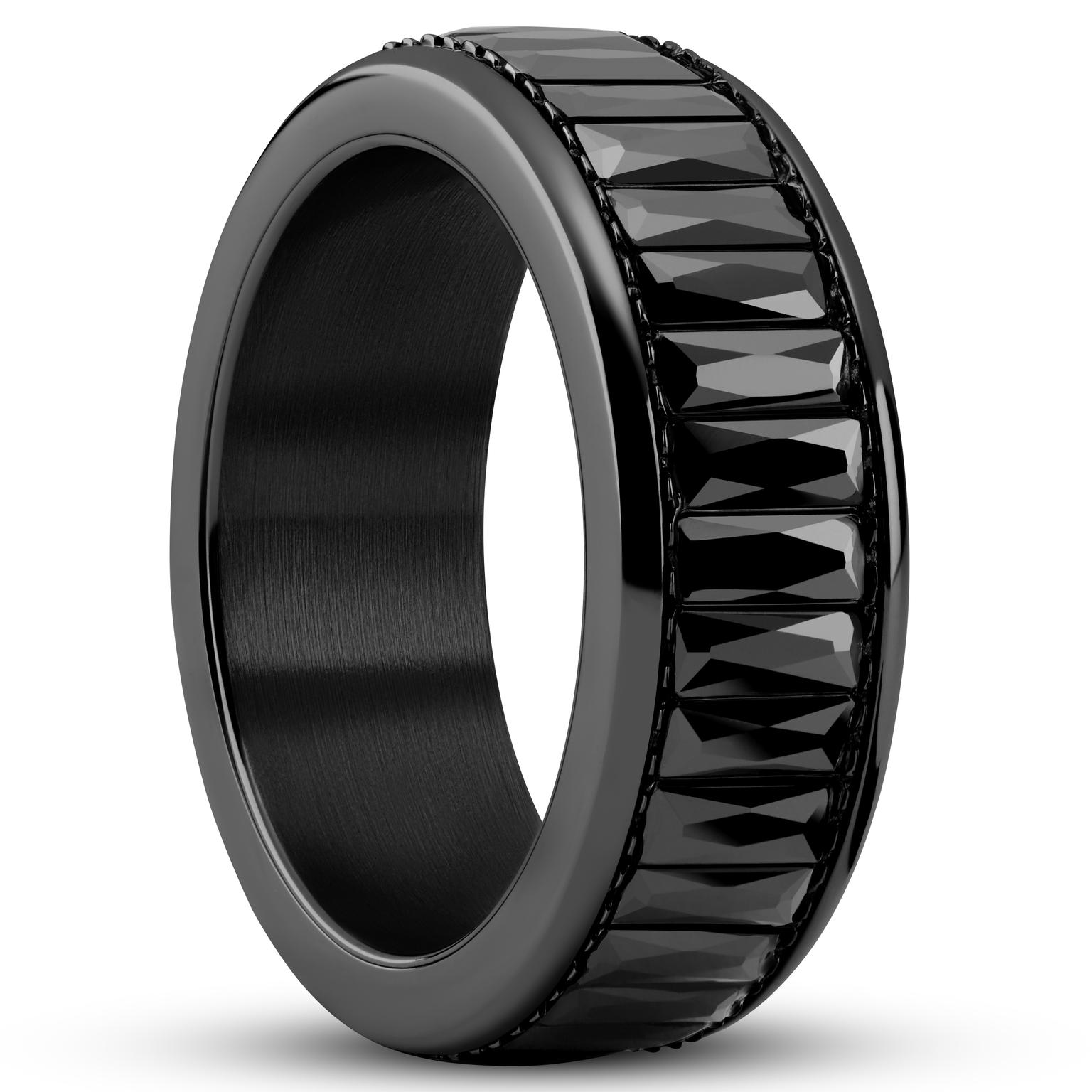 Enthumema | 8mm černý fidget prsten z nerezové oceli s černými zirkony Enthumema | 8mm černý fidget prsten z nerezové oceli s černými zirkony