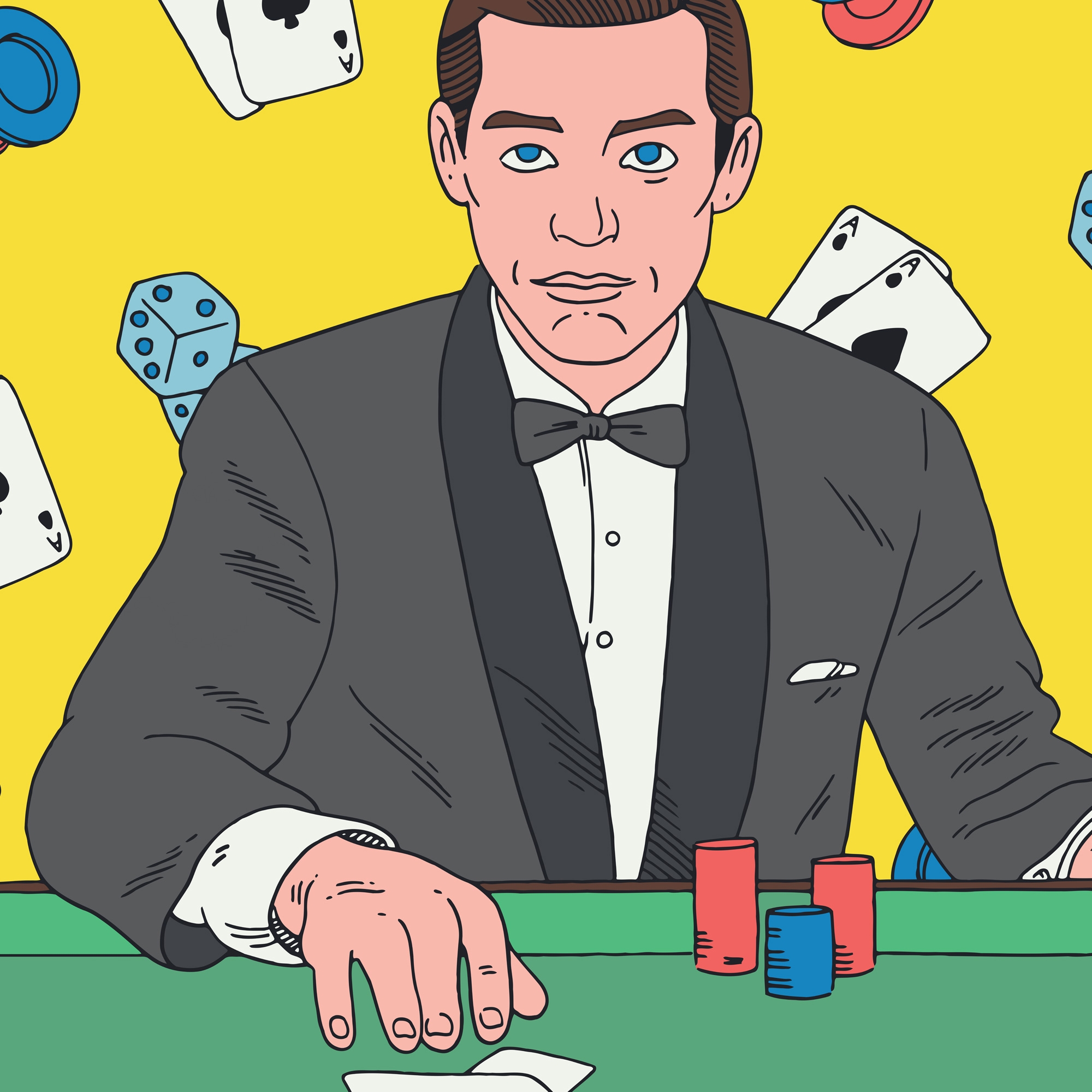 New Age | Black, Green & Yellow Bryan E West Design Silk Pocket Square - 6