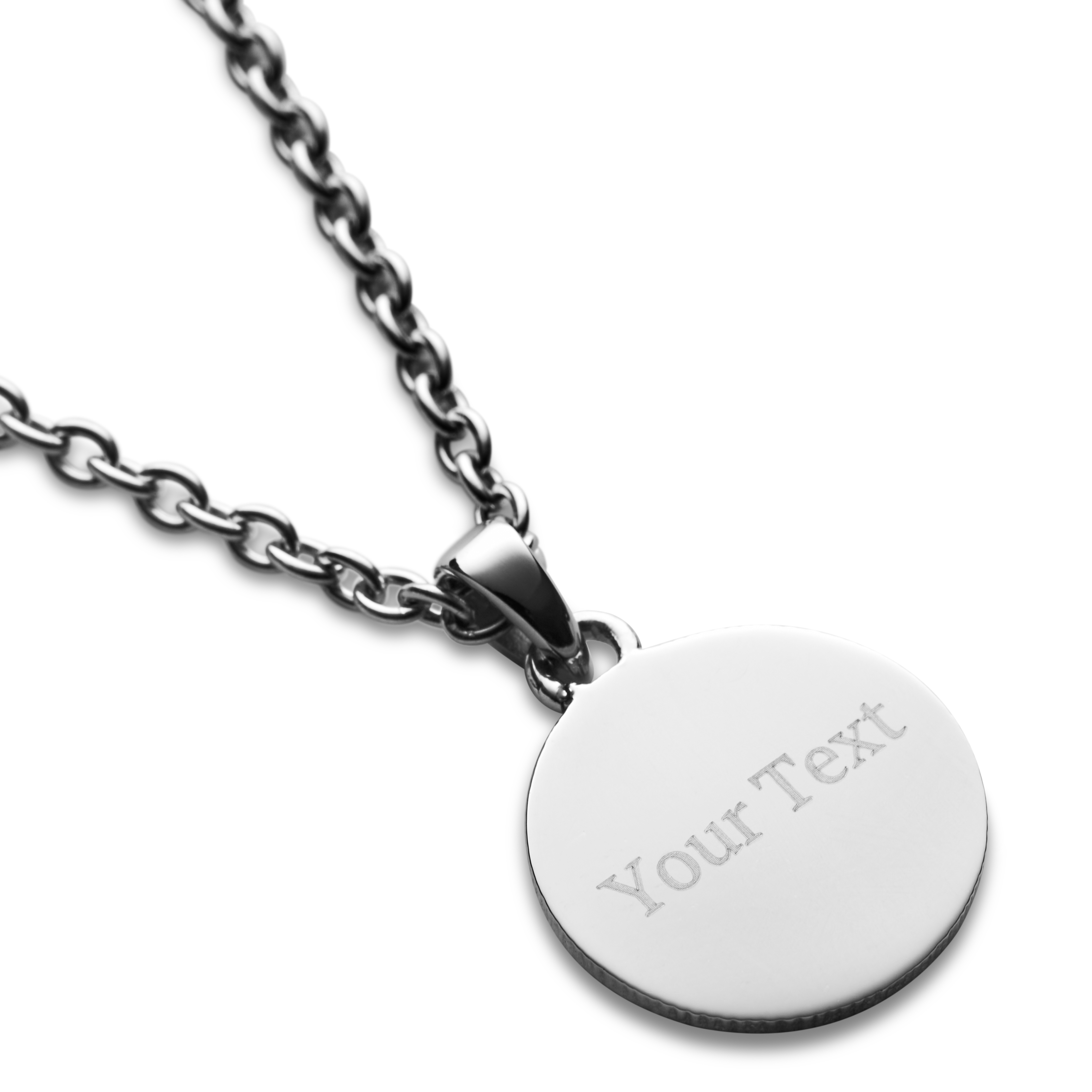 Lucleon Men's Engravable Dog Tag Cable Chain Necklace