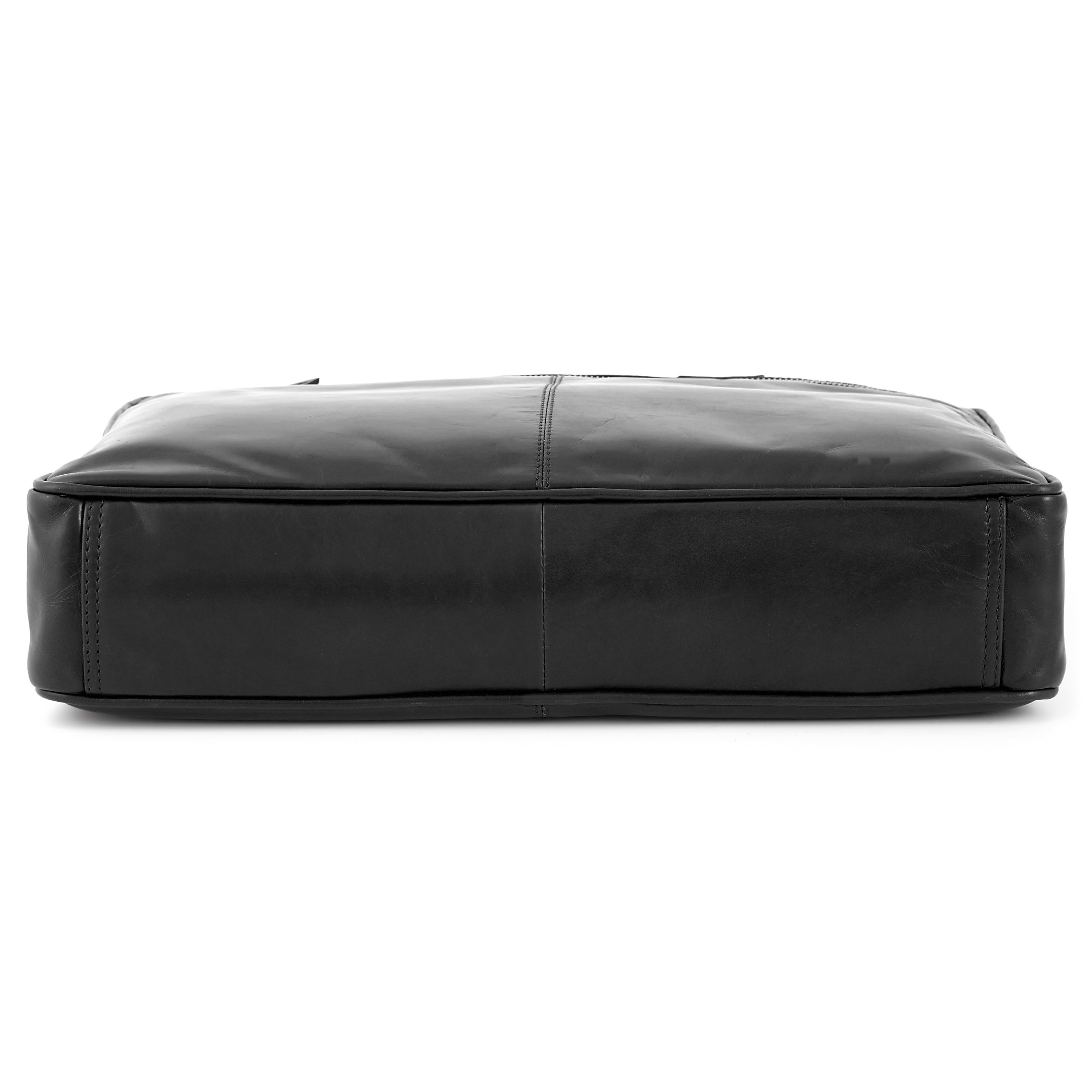 Jasper | Black Double Zip Leather Computer Bag - 7
