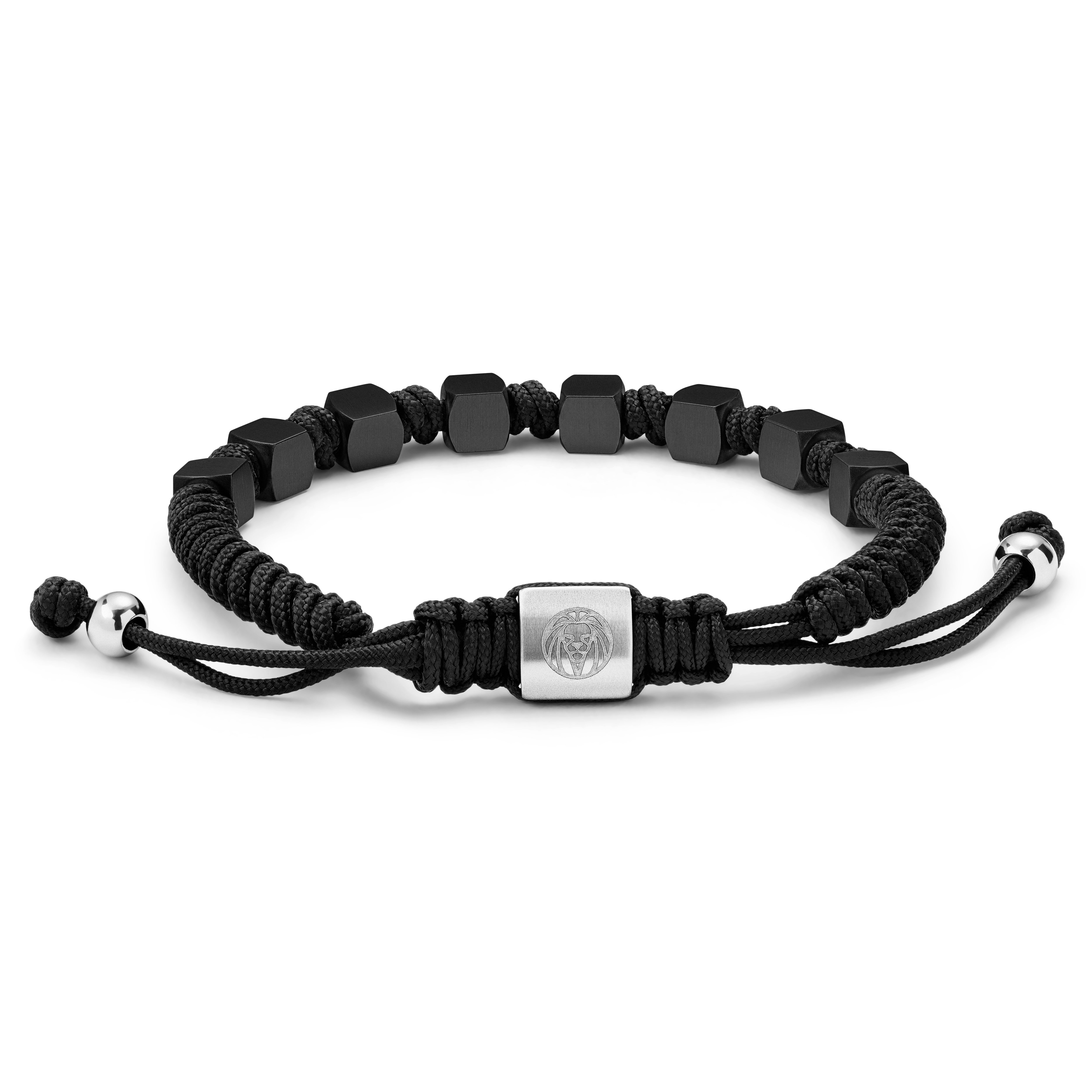 Zwarte armband met vierkante kralen van chirurgisch staal - 2