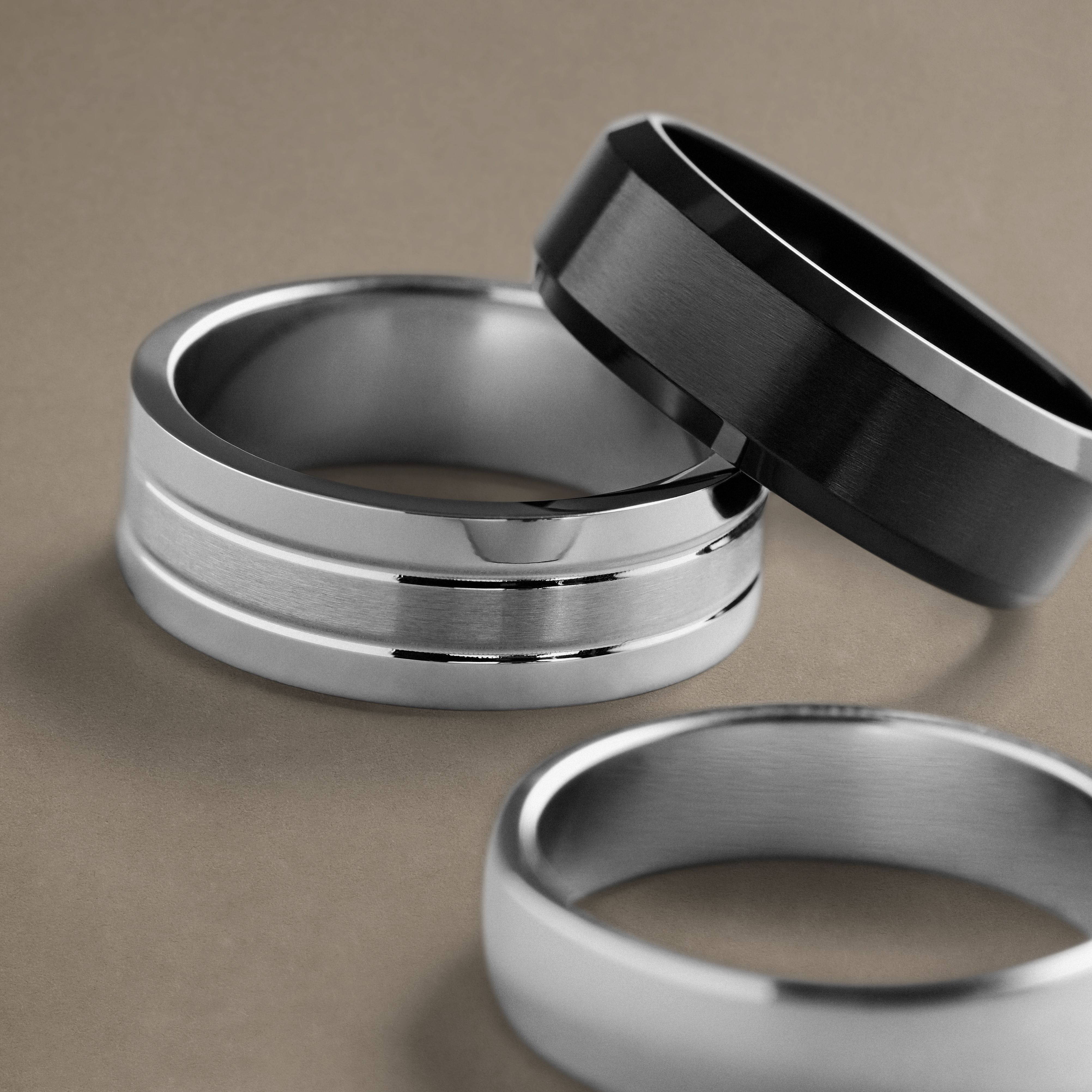 Caja de regalo de anillos básica - 73 mm | Acero plateado y negro - 4