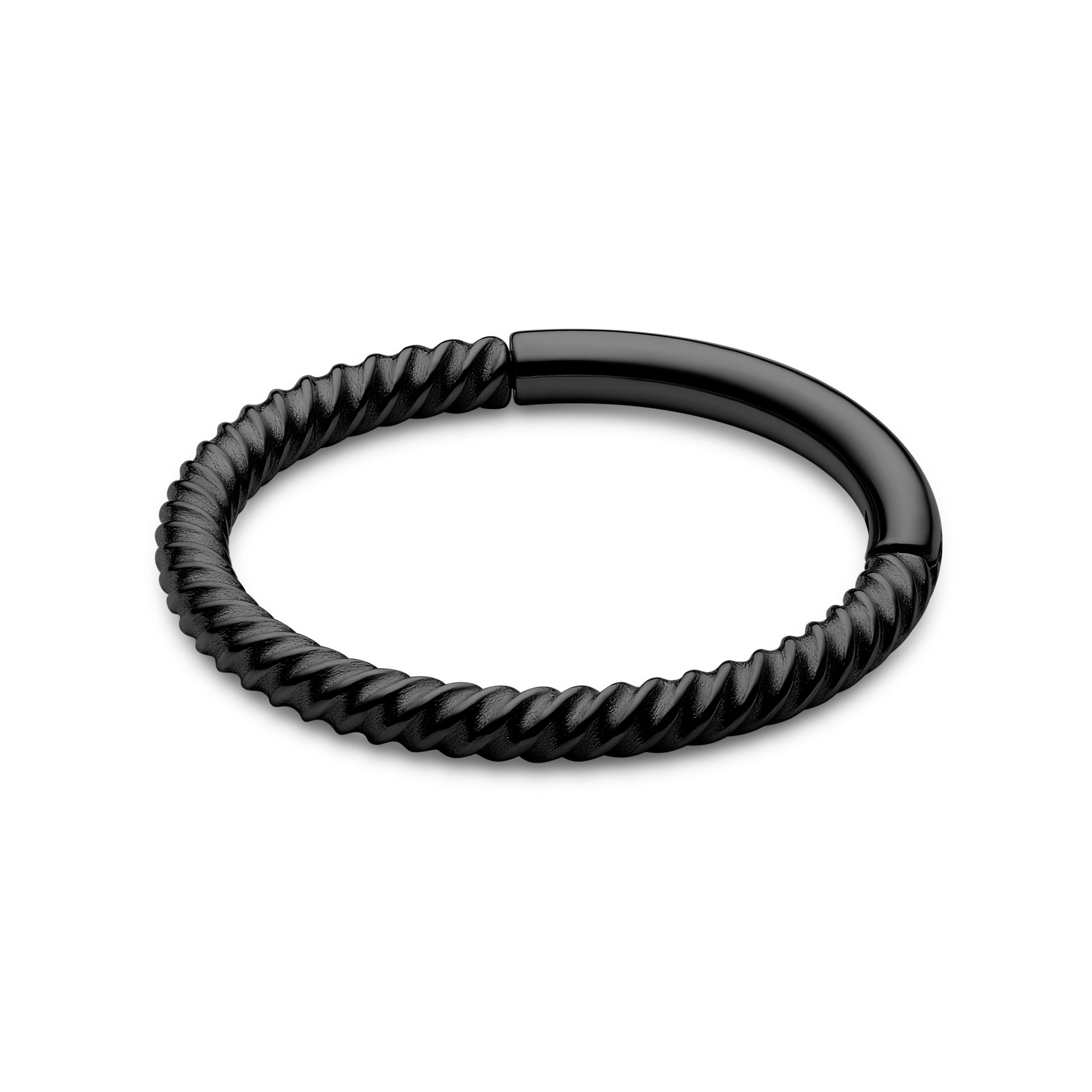 10mm černý piercing segment stáčený kroužek z chirurgické oceli