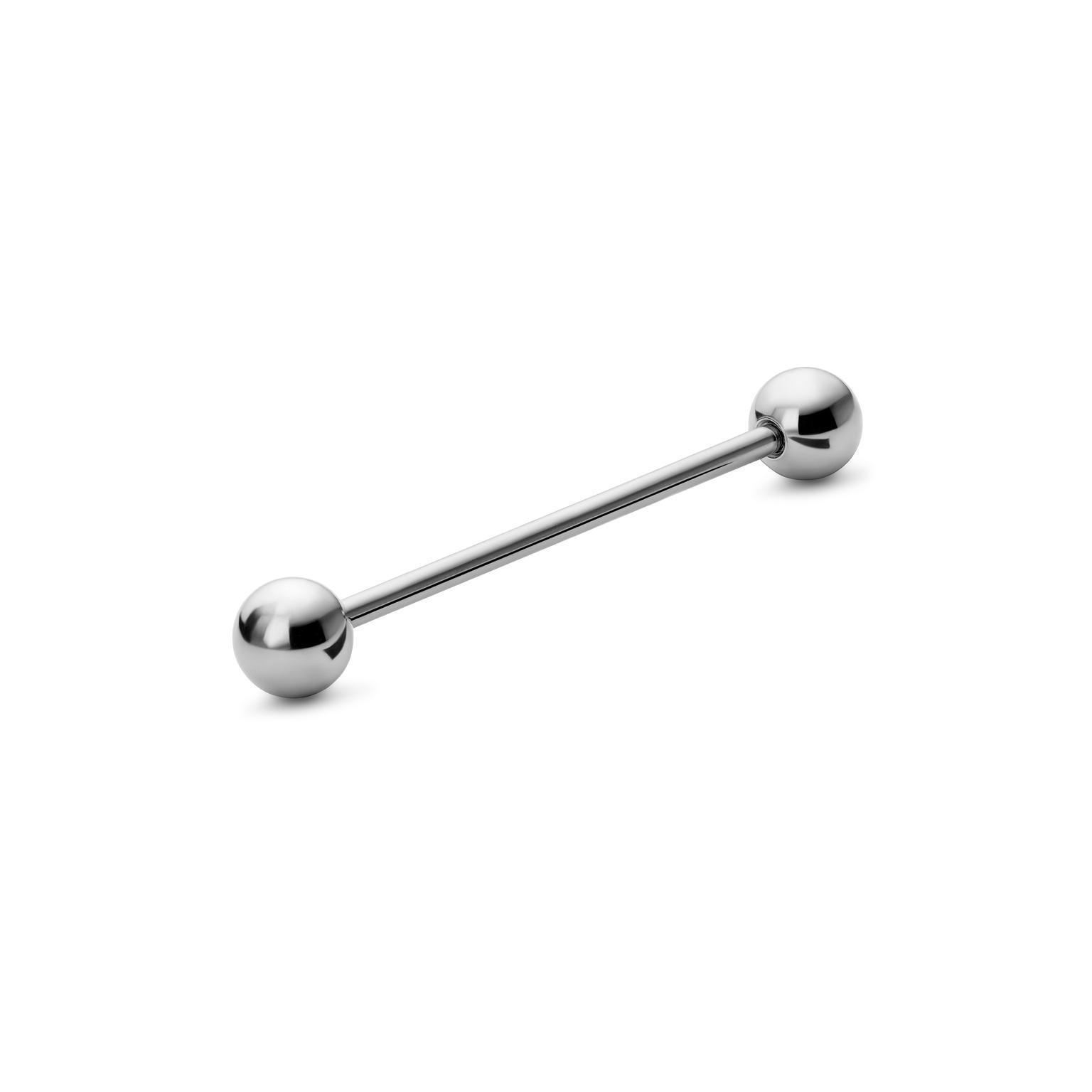 Cercel barbell argintiu drept de 24 mm cu bile din oțel chirurgical Cercel barbell argintiu drept de 24 mm cu bile din oțel chirurgical