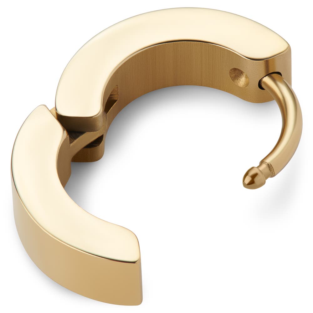 hover: Huggie | Gold-Tone 6 mm Surgical Stainless Steel Flat Hoop Earring hover: Huggie | Gold-Tone 6 mm Surgical Stainless Steel Flat Hoop Earring
