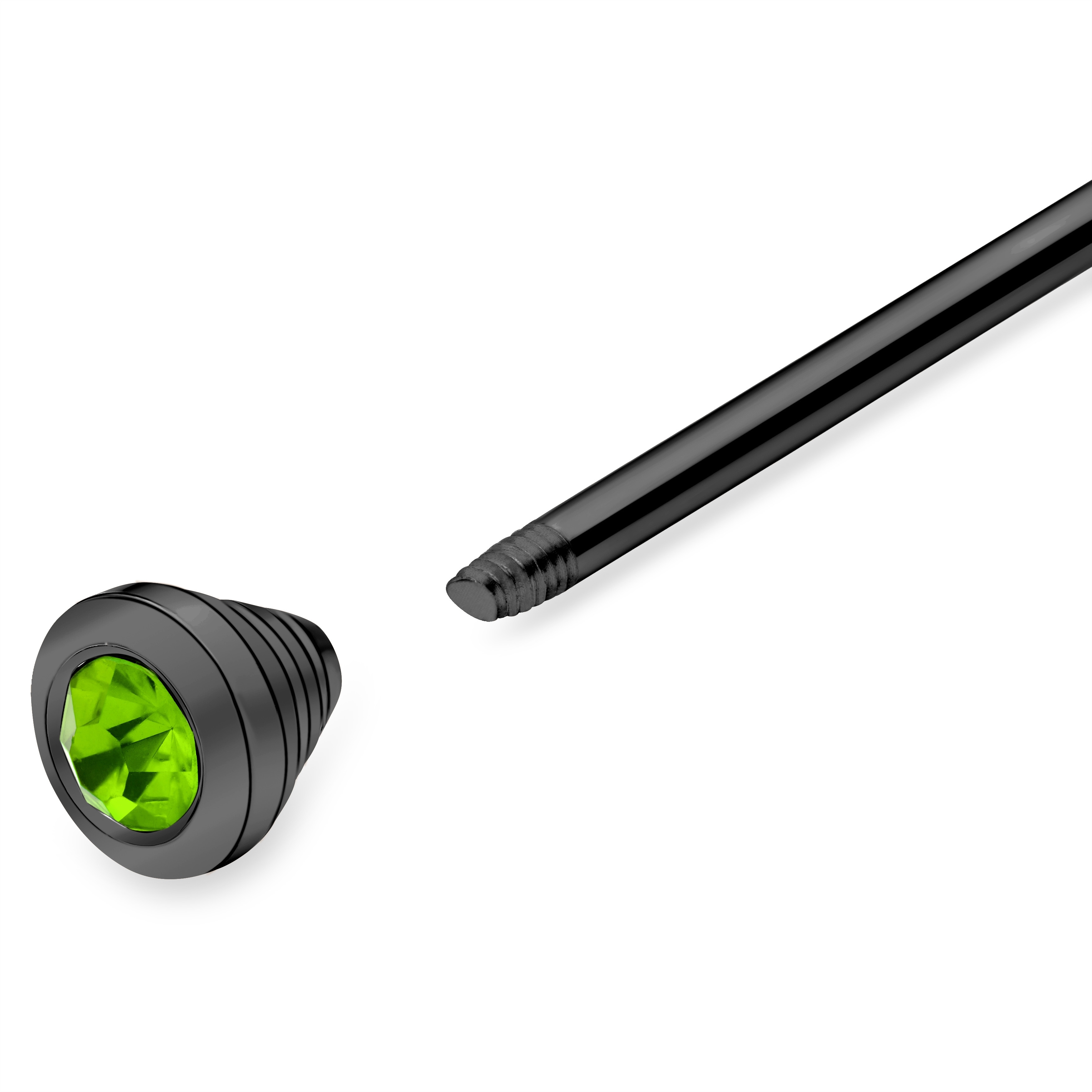 Épingle de col de chemise noire avec zircone verte - 2