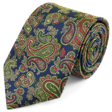 Farebná hodvábna kravata so vzorom paisley v bledomodrej farbe | 8 cm Farebná hodvábna kravata so vzorom paisley v bledomodrej farbe | 8 cm