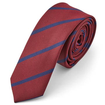 Metallic Red & Blue Striped Tie