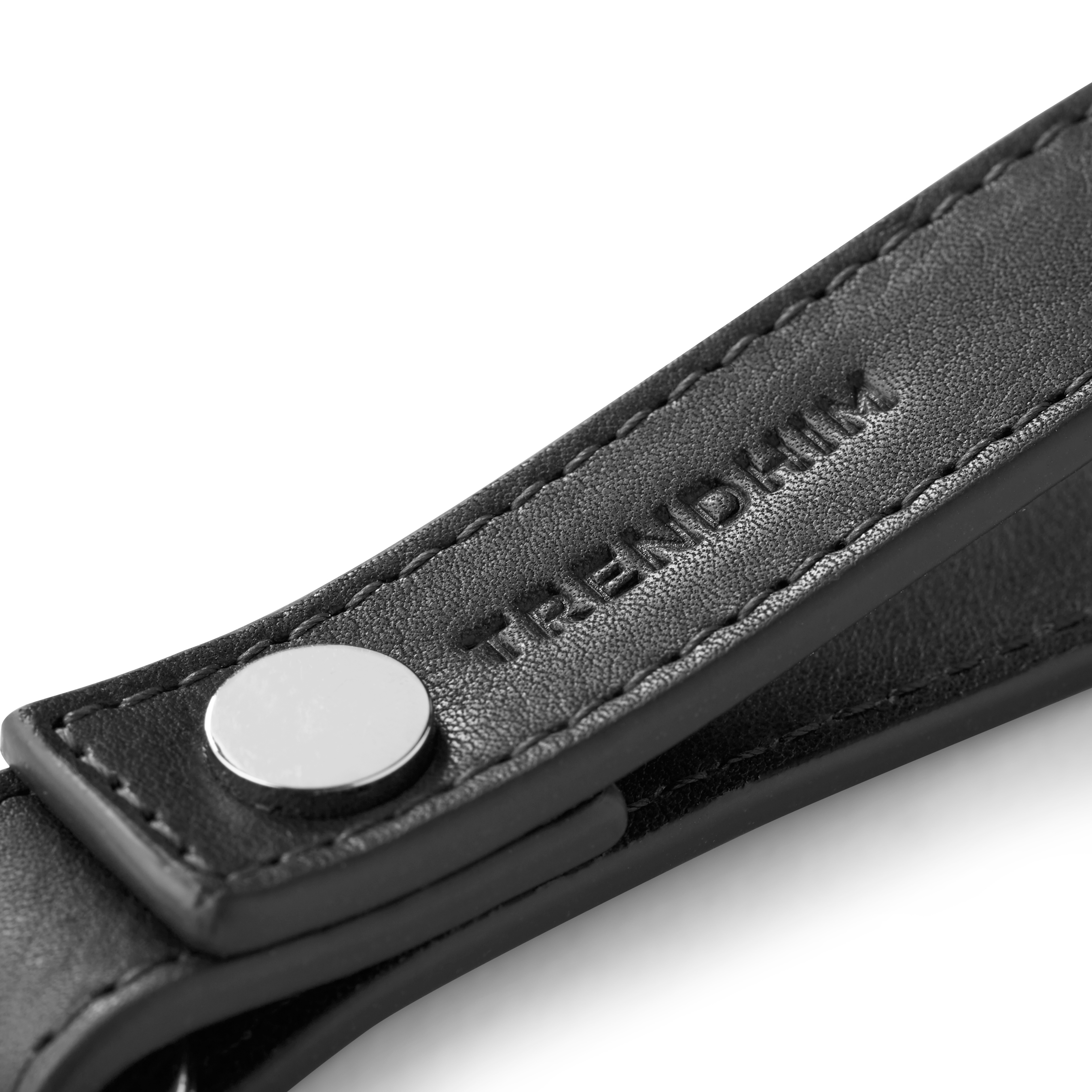 Black Leather Loop Keyring - 4