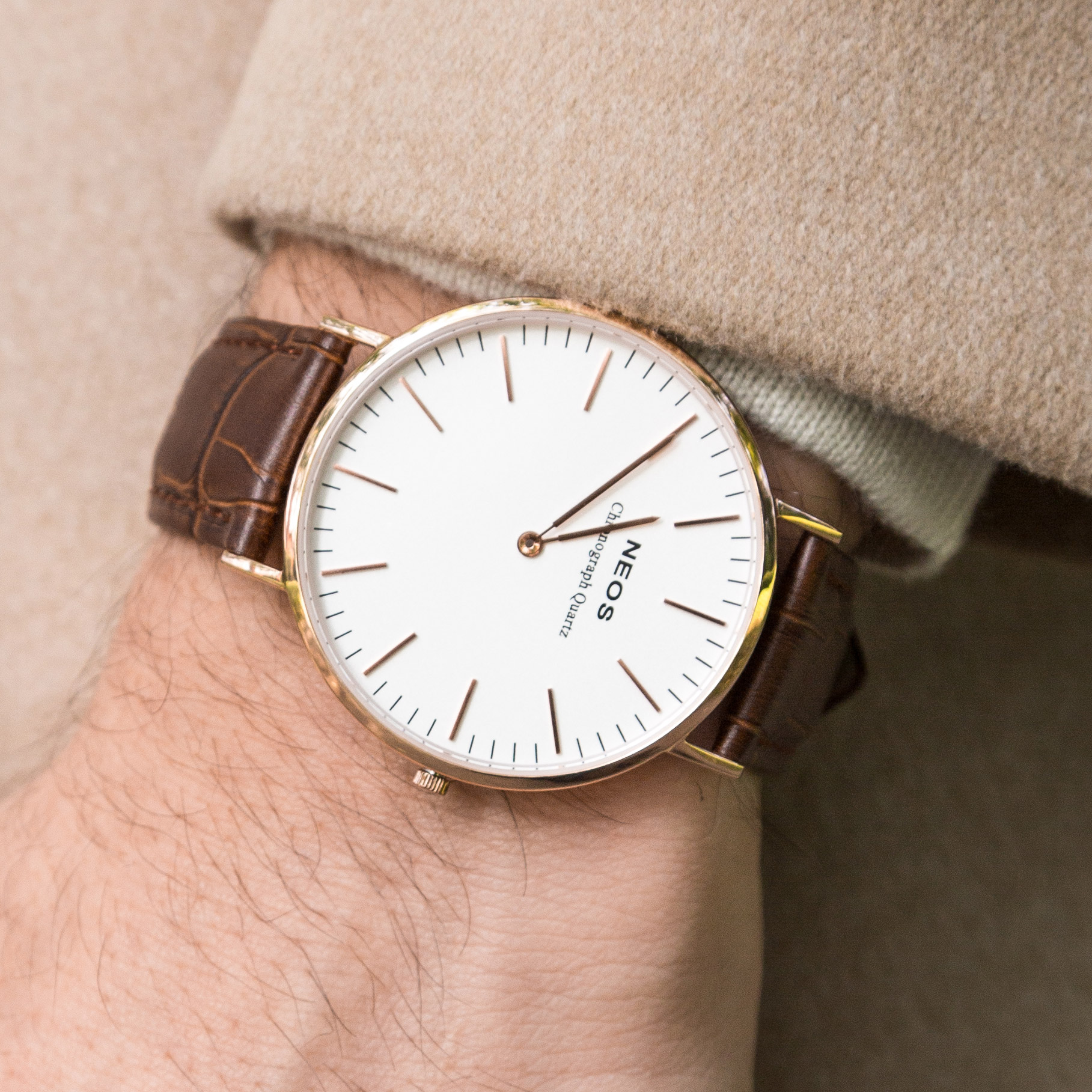 Braune Klassische Saphirglas Armbanduhr - 7