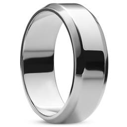 Ferrum | 8 mm Polished Silver-tone Stainless Steel Bevelled Edge Ring
