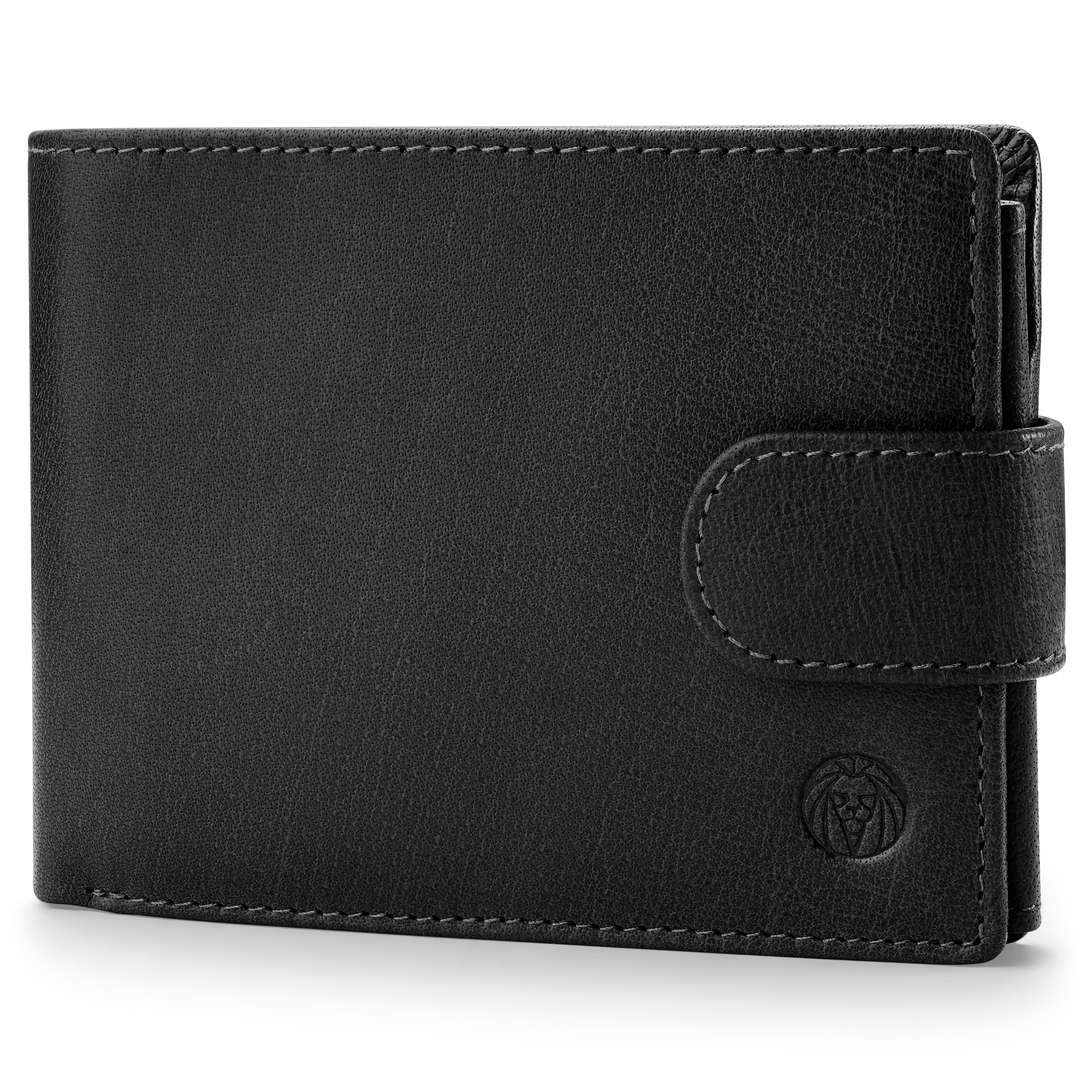 Črna RFID-blokirna denarnica iz bivoljega usnja - 1