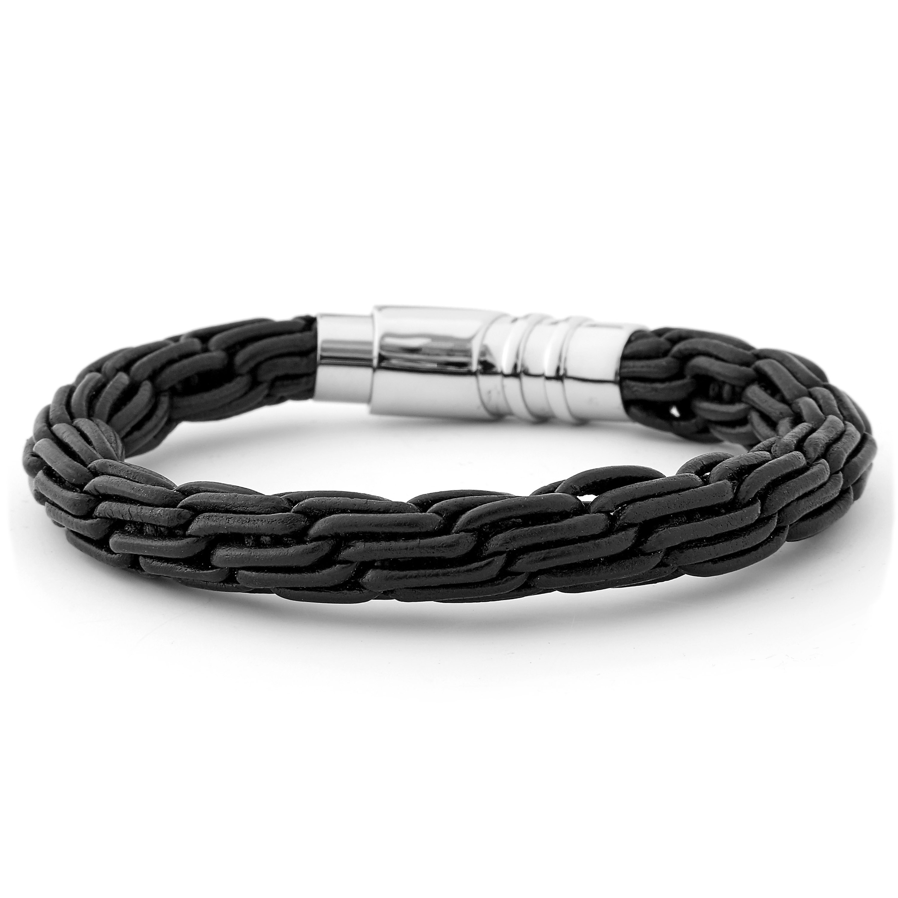 Sort Lænkearmbånd i Læder - 2