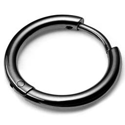 Boucle d'oreille anneau en acier noir