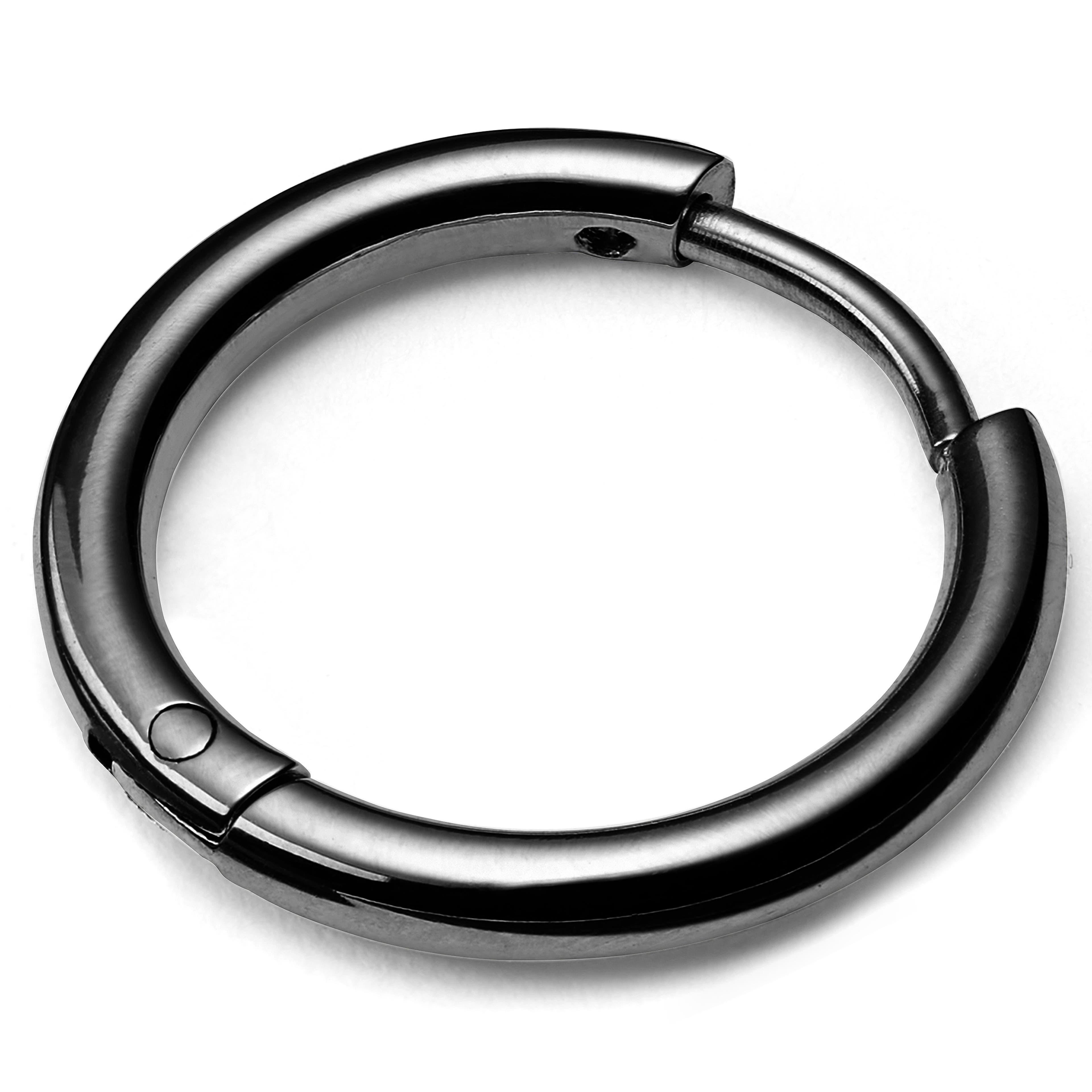 Black Steel Hoop Earring