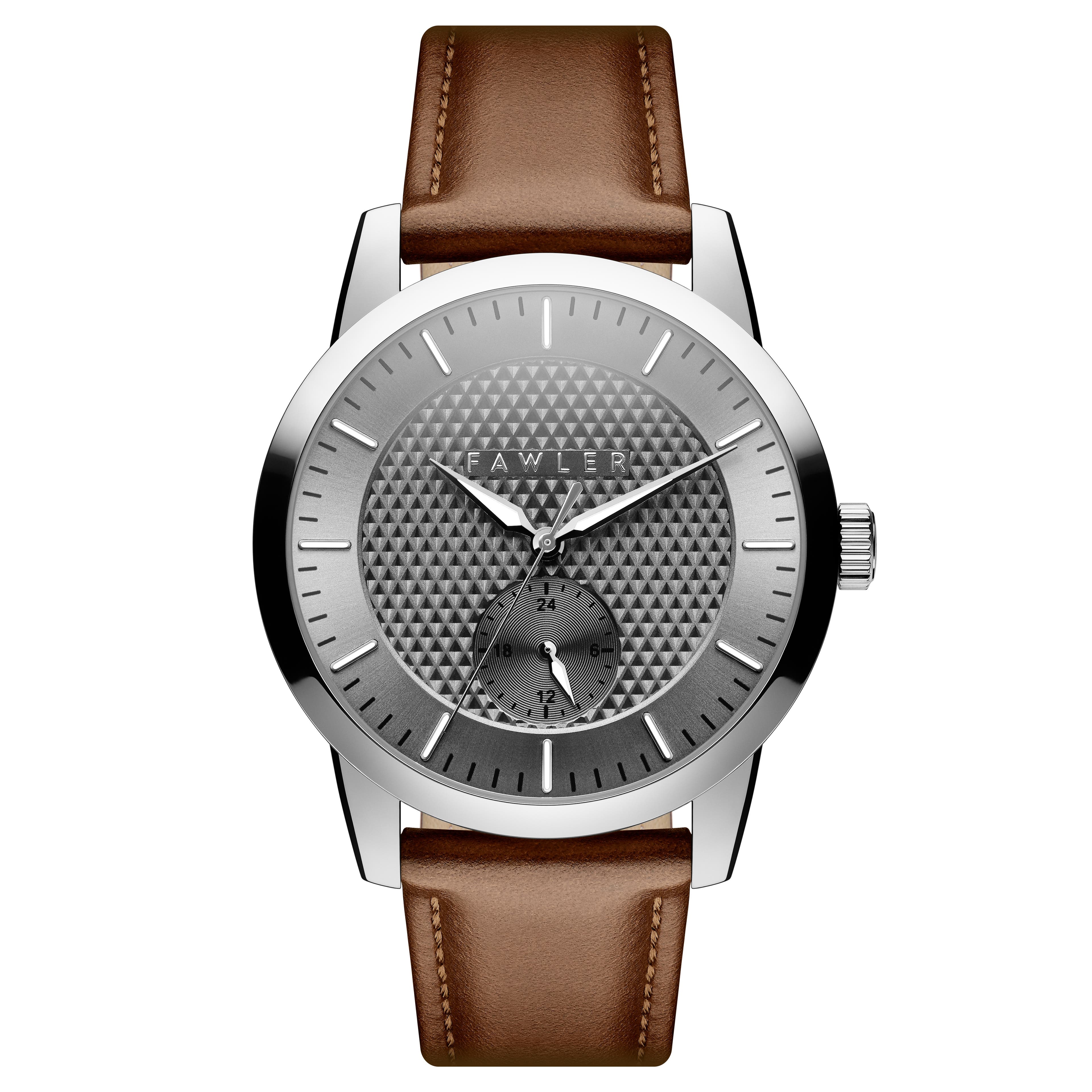 Dayton | Сребрист стоманен часовник със сив текстуриран циферблат