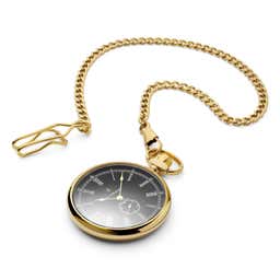 Time Keeper | Gold-Tone Stainless Steel Pocket Watch WIth Black Dial
