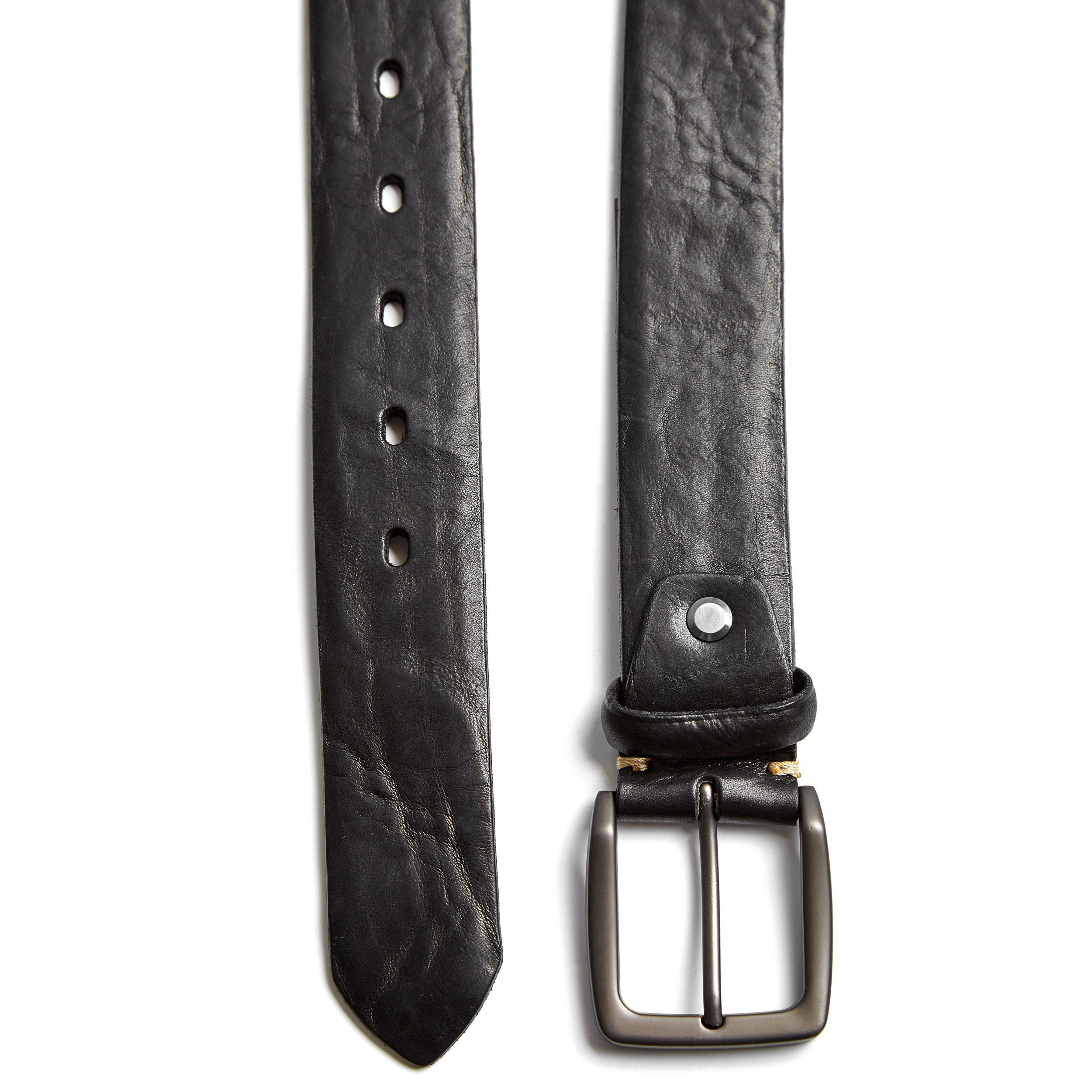 Slitet Svart Läderbälte - 2