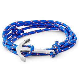 Le marin - bracelet bleu clair, rouge et blanc à pendentif argenté 